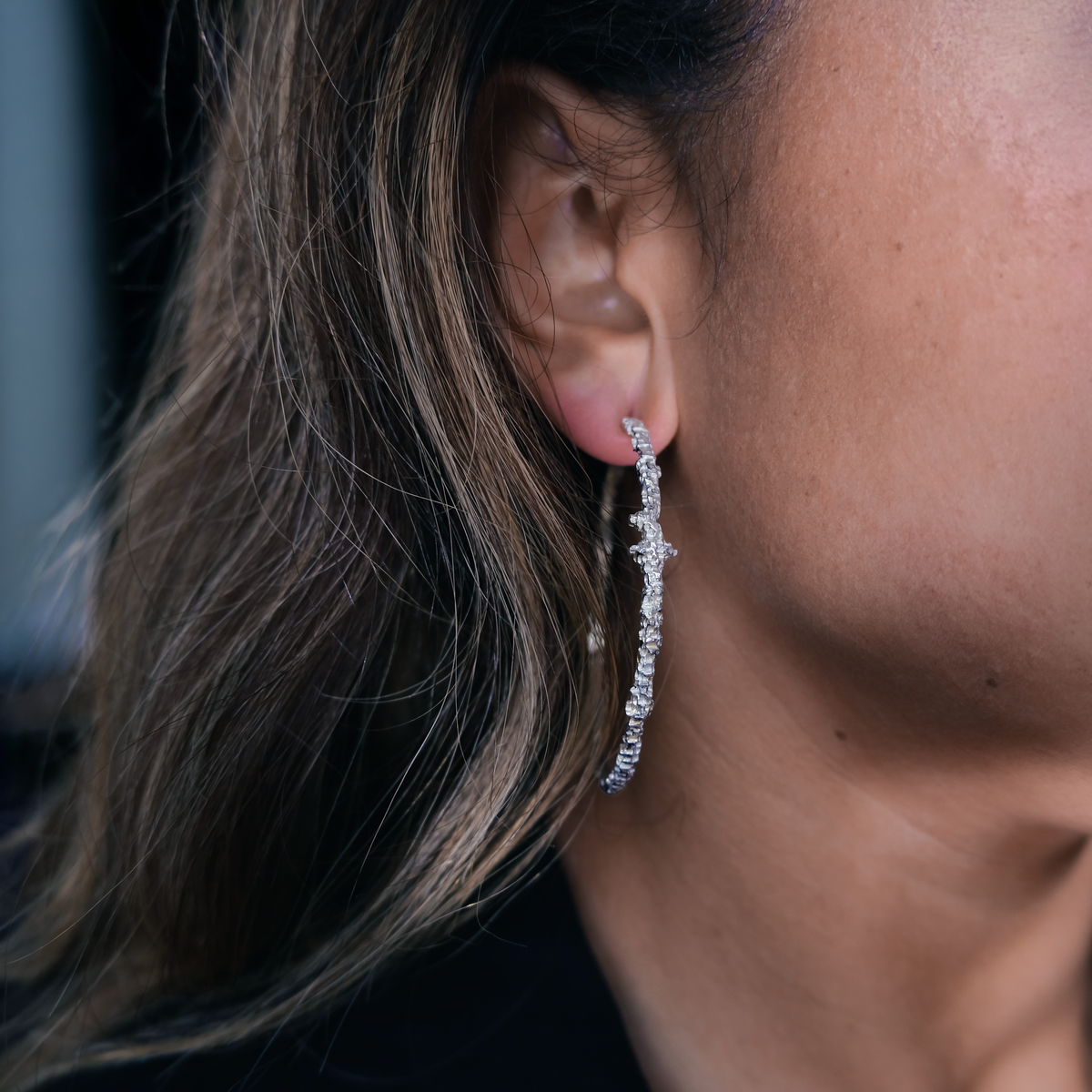 Luna Silver Large Hoop Earrings
