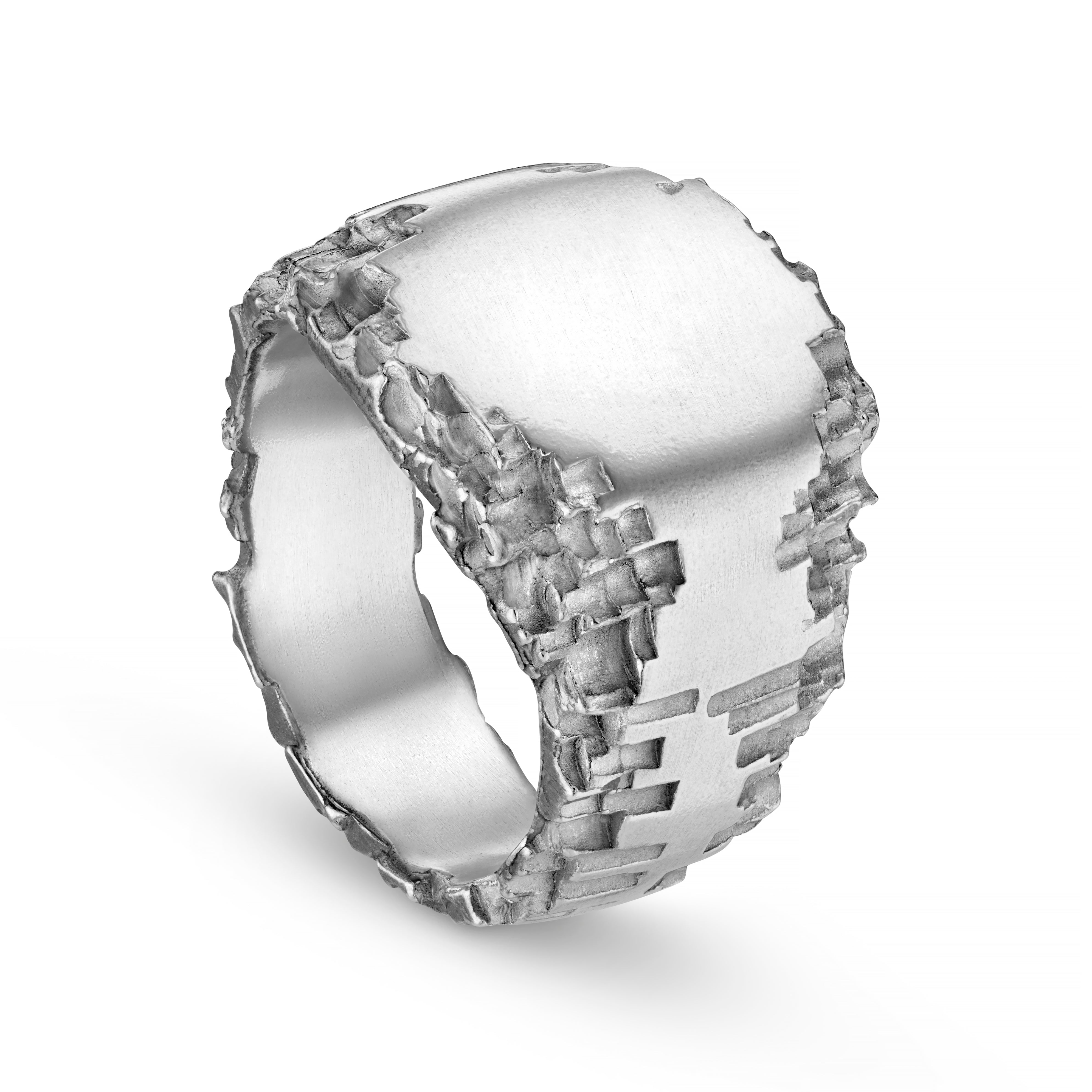 Luna Large Silver Signet Ring