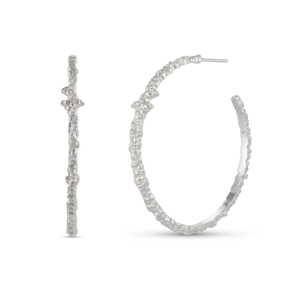 Luna Large Silver Hoop Earrings