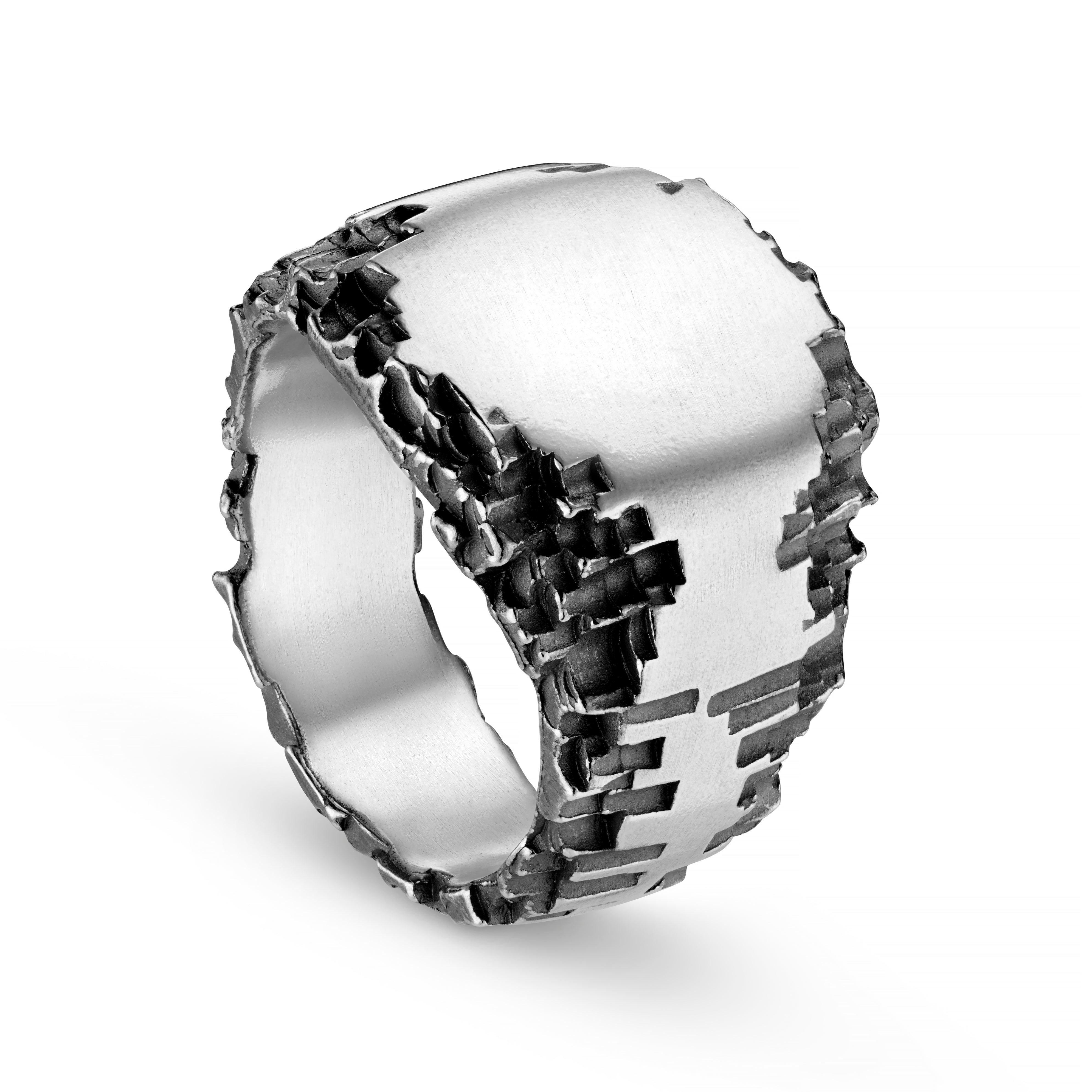 Luna Large Silver Signet Ring