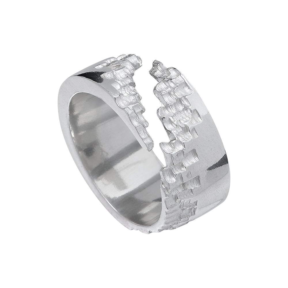 Luna Silver 10mm Diagonal Cut Ring