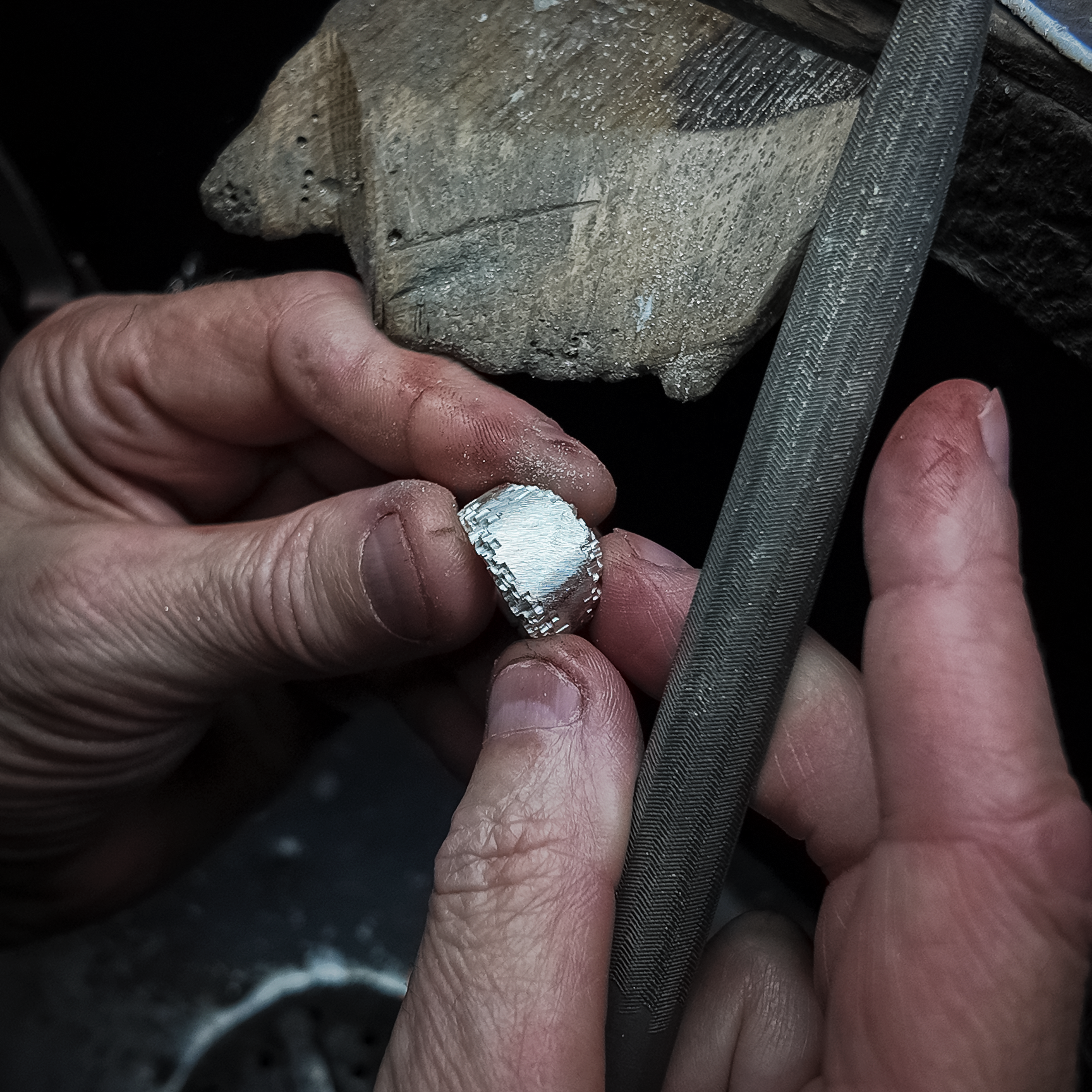 Luna Large Silver Signet Ring