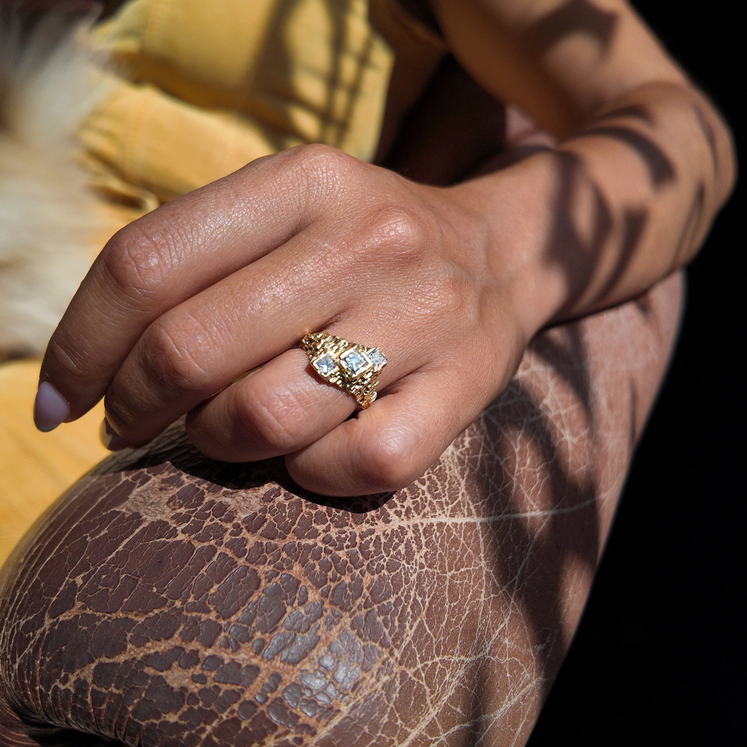 Luna 18ct Yellow Gold Triple Diamond Ring