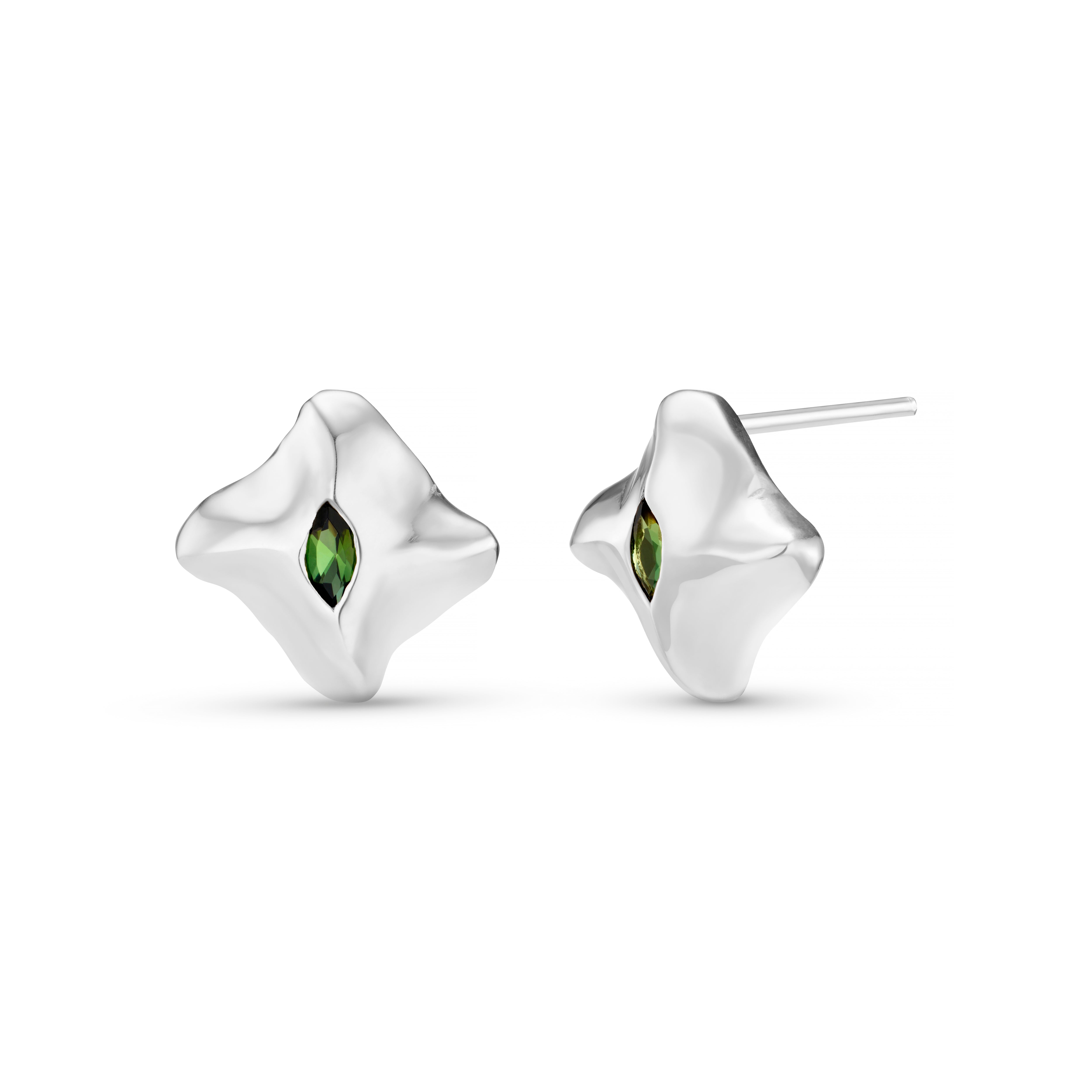 Mantaray Silver Gemstone Ear Studs