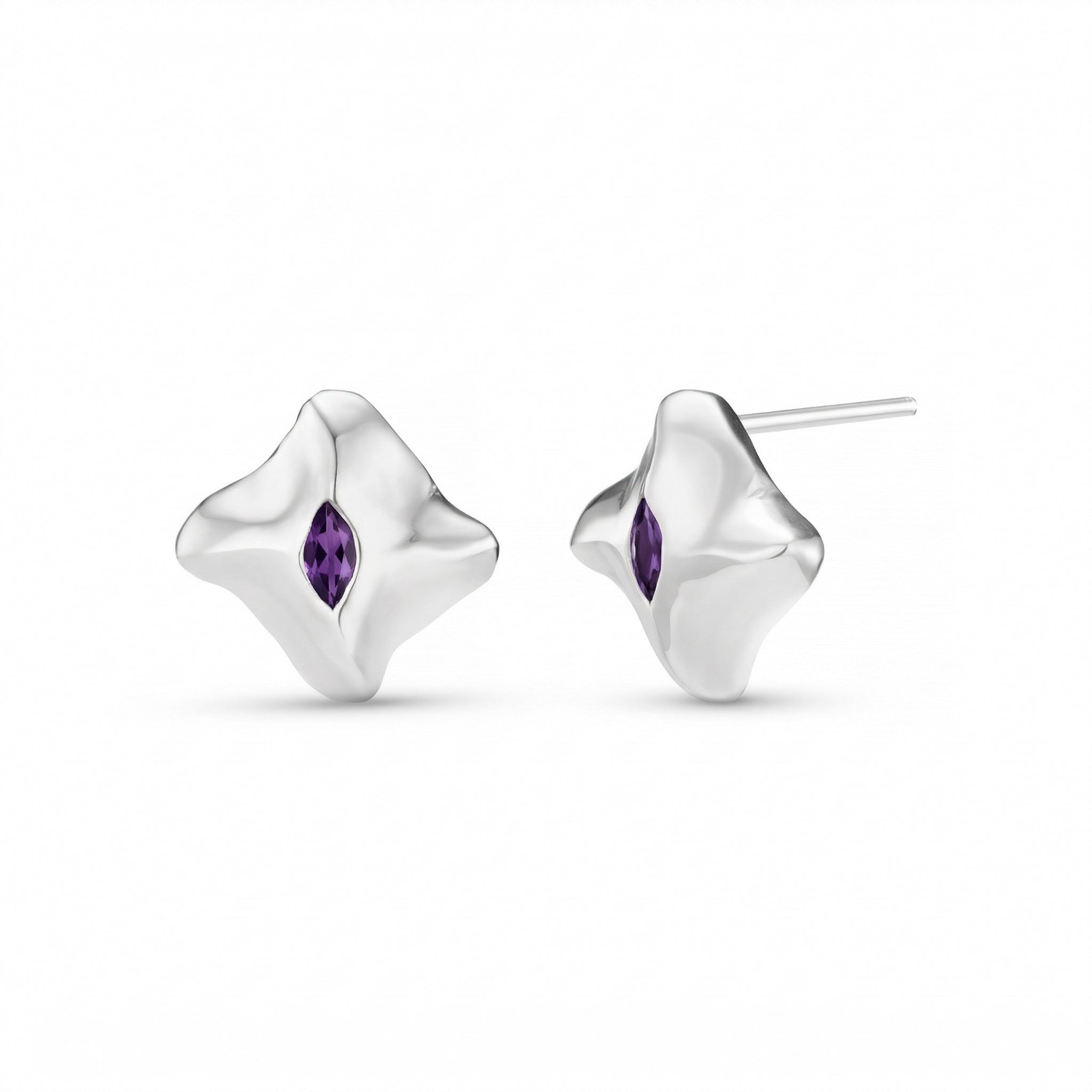 Mantaray Silver Gemstone Ear Studs