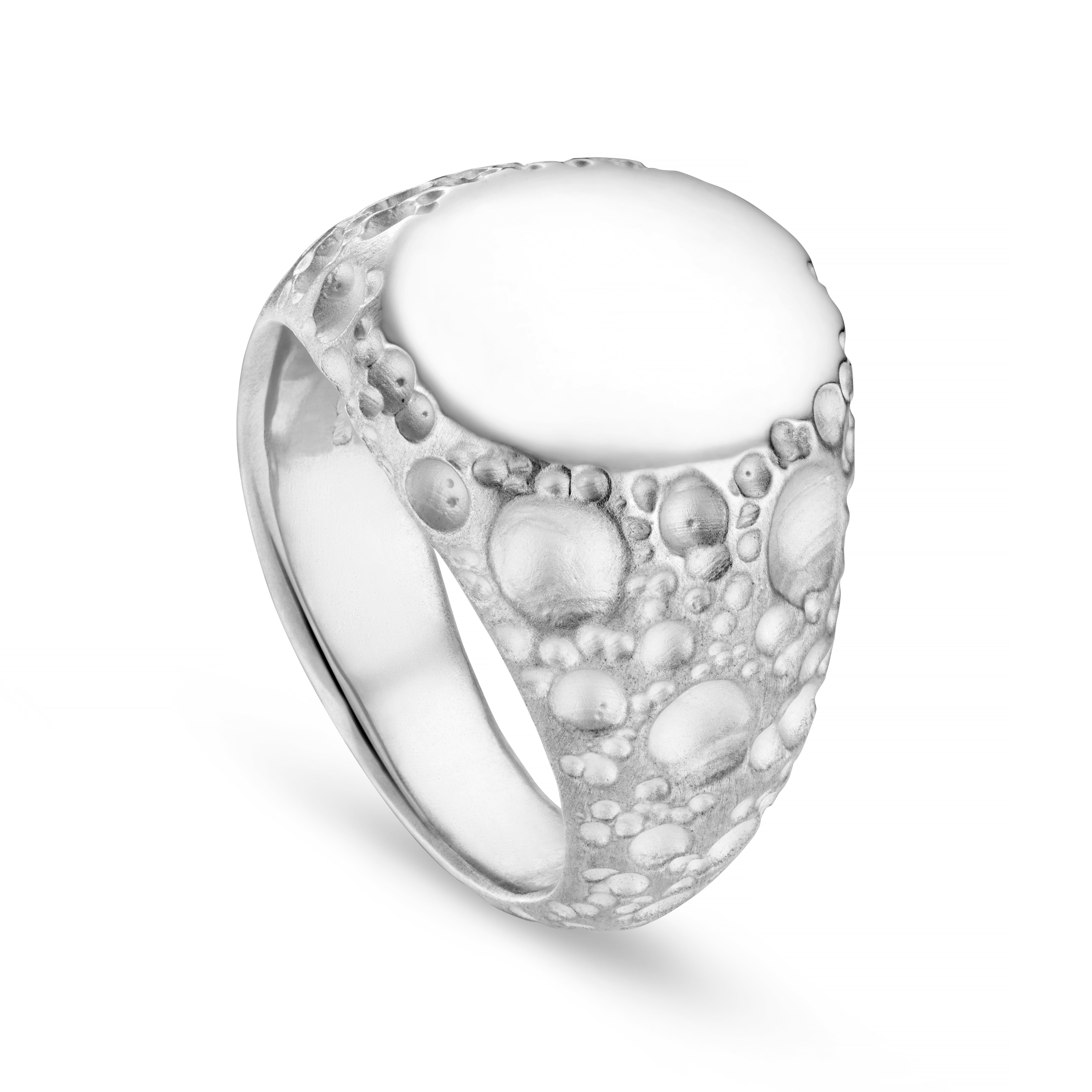 Moon Large Silver Signet Ring