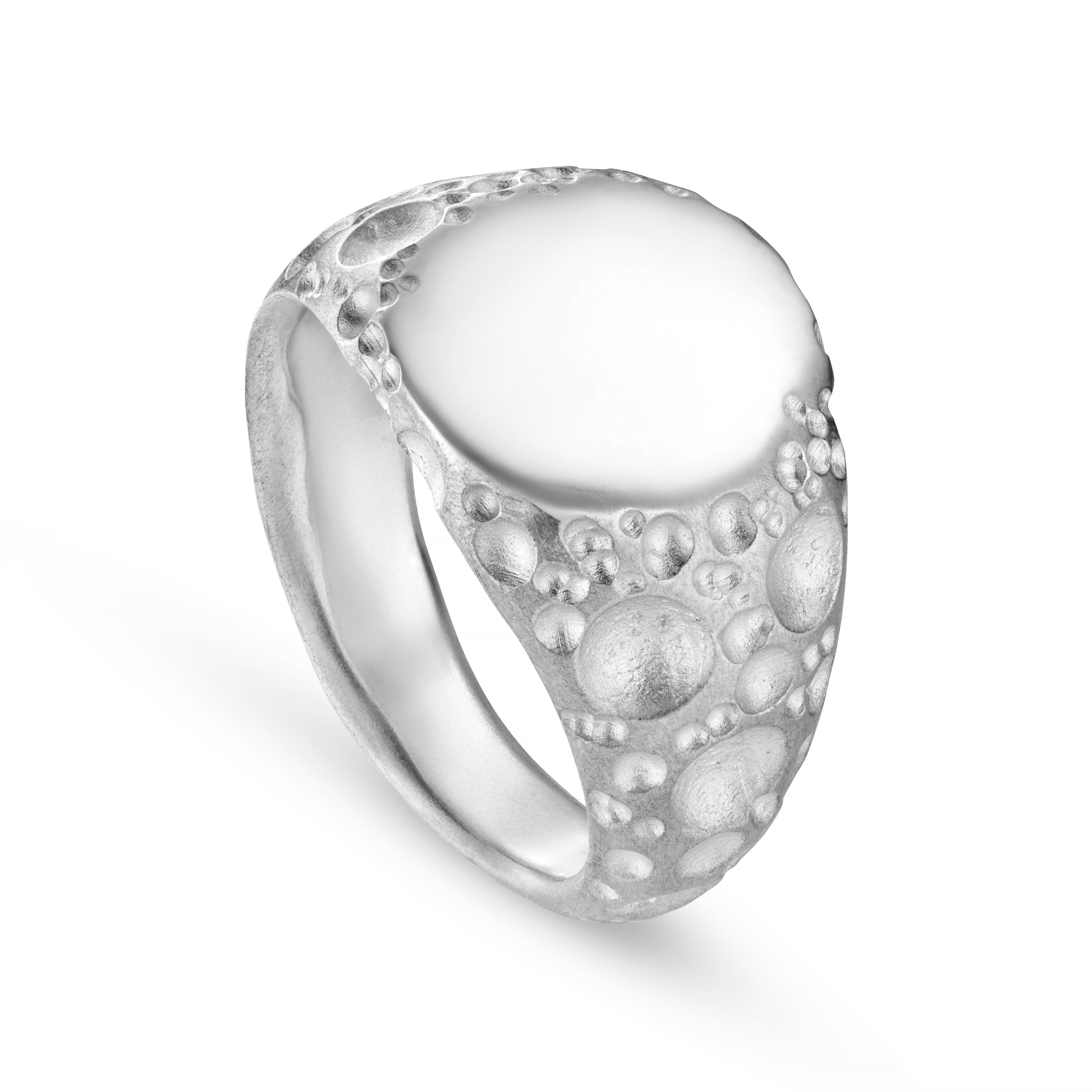 Moon Small Silver Signet Ring
