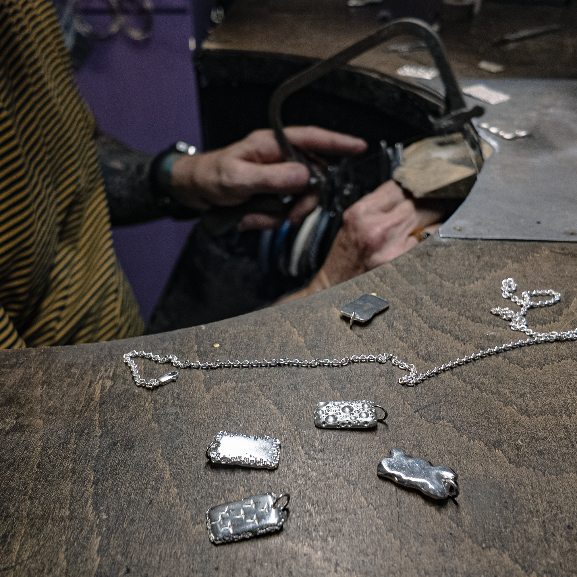 Trinity Large Silver Dog Tag Necklace