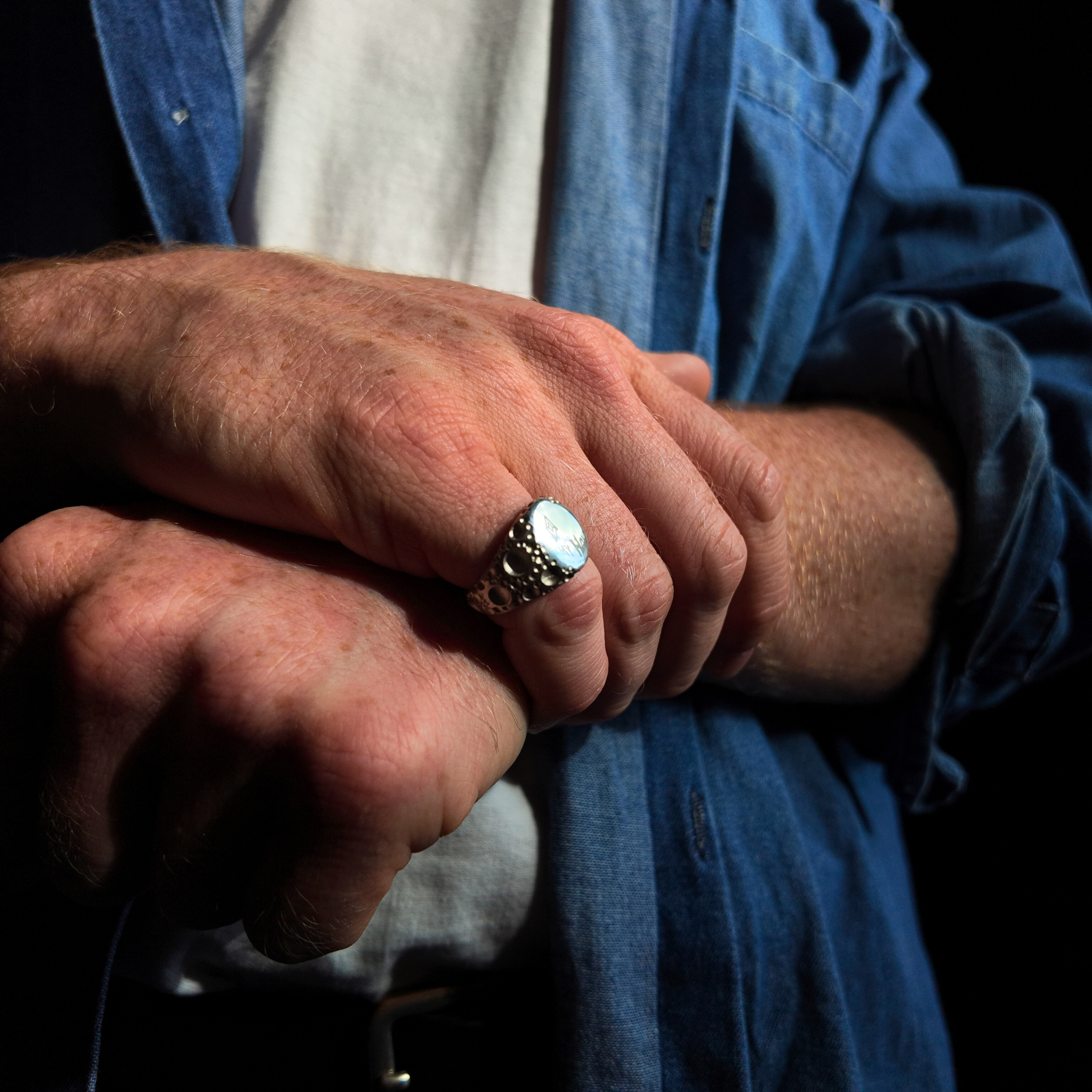 Moon Small Silver Signet Ring