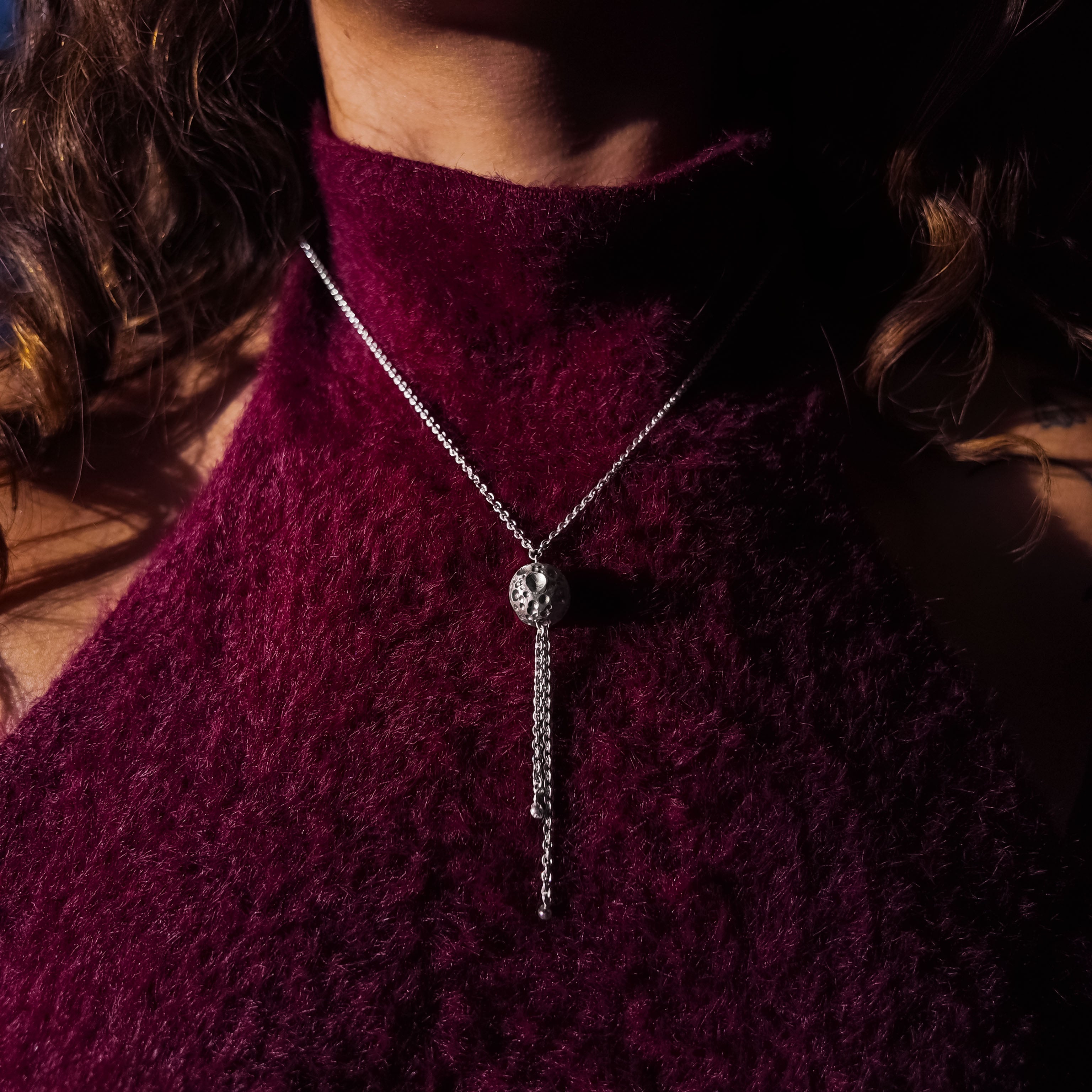 Moon Silver Tassel Necklace