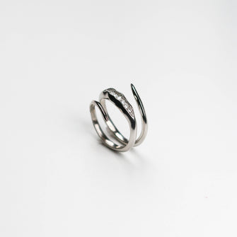 Triffid 18ct White Gold Coil Ring with White Diamonds