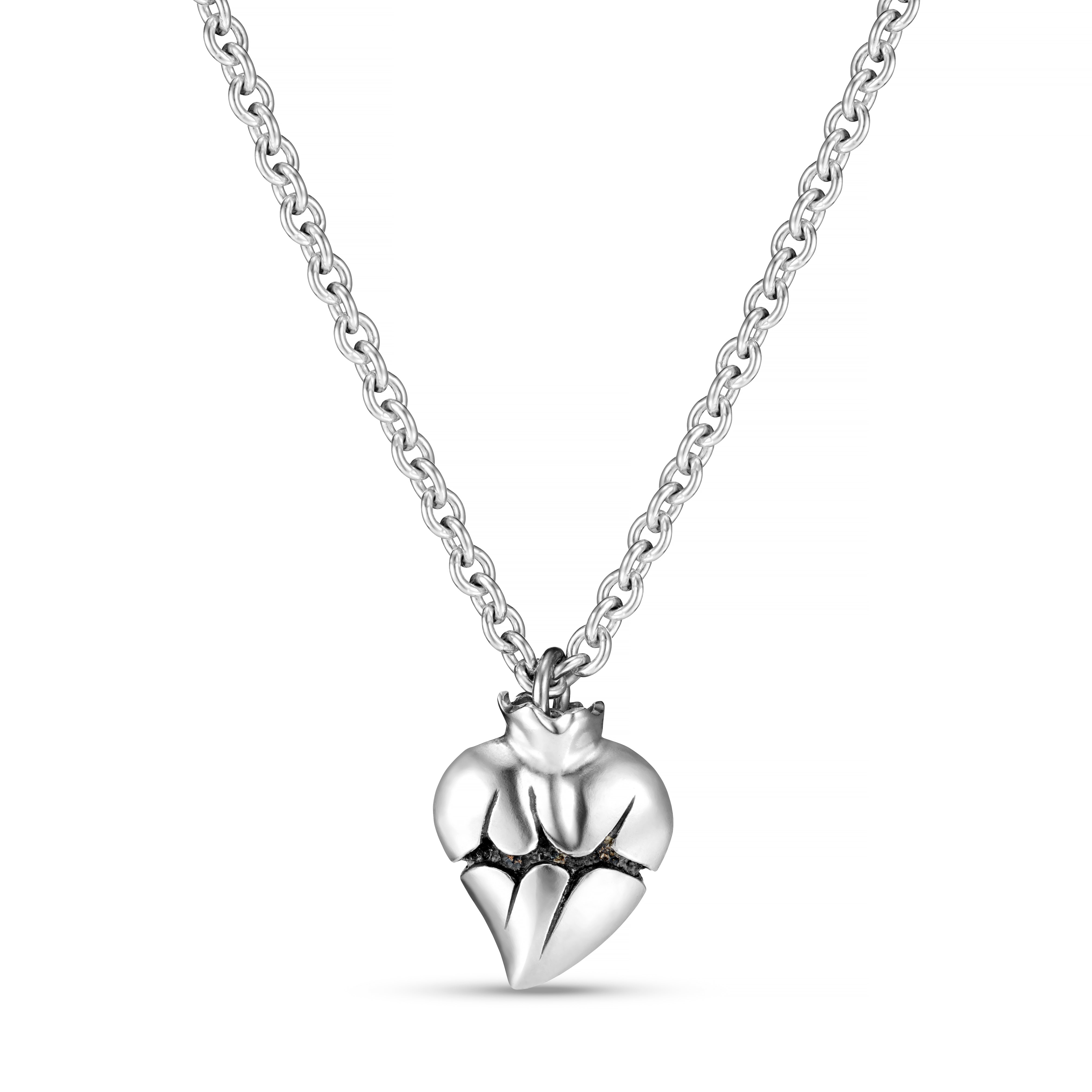 Large Silver Sacred Heart Necklace