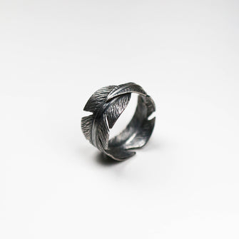 Feather Silver Wide Ring