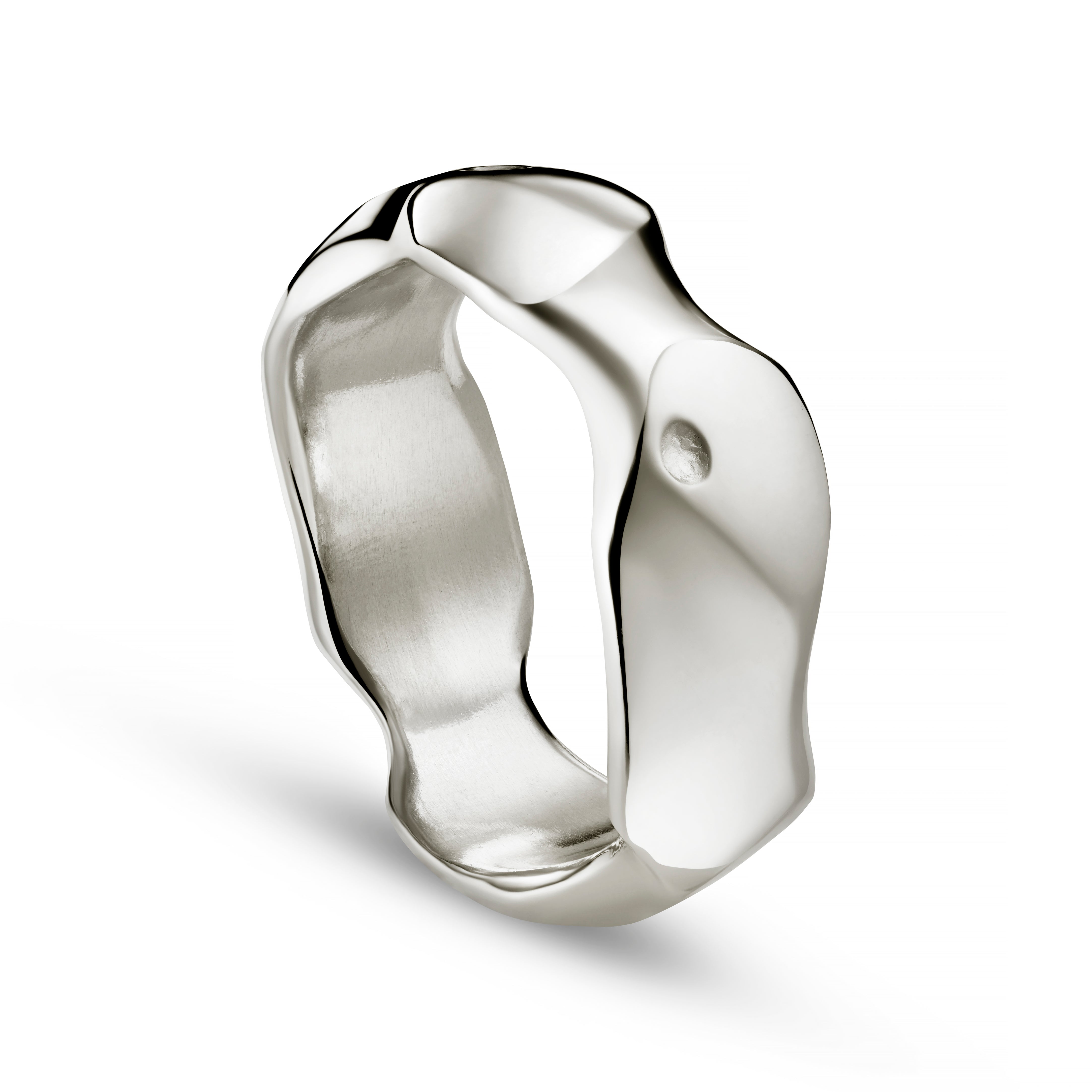 Carved White Gold 8mm Ring