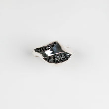 Triffid Silver Pavé Set Statement Ring With Black Cubic Zirconias