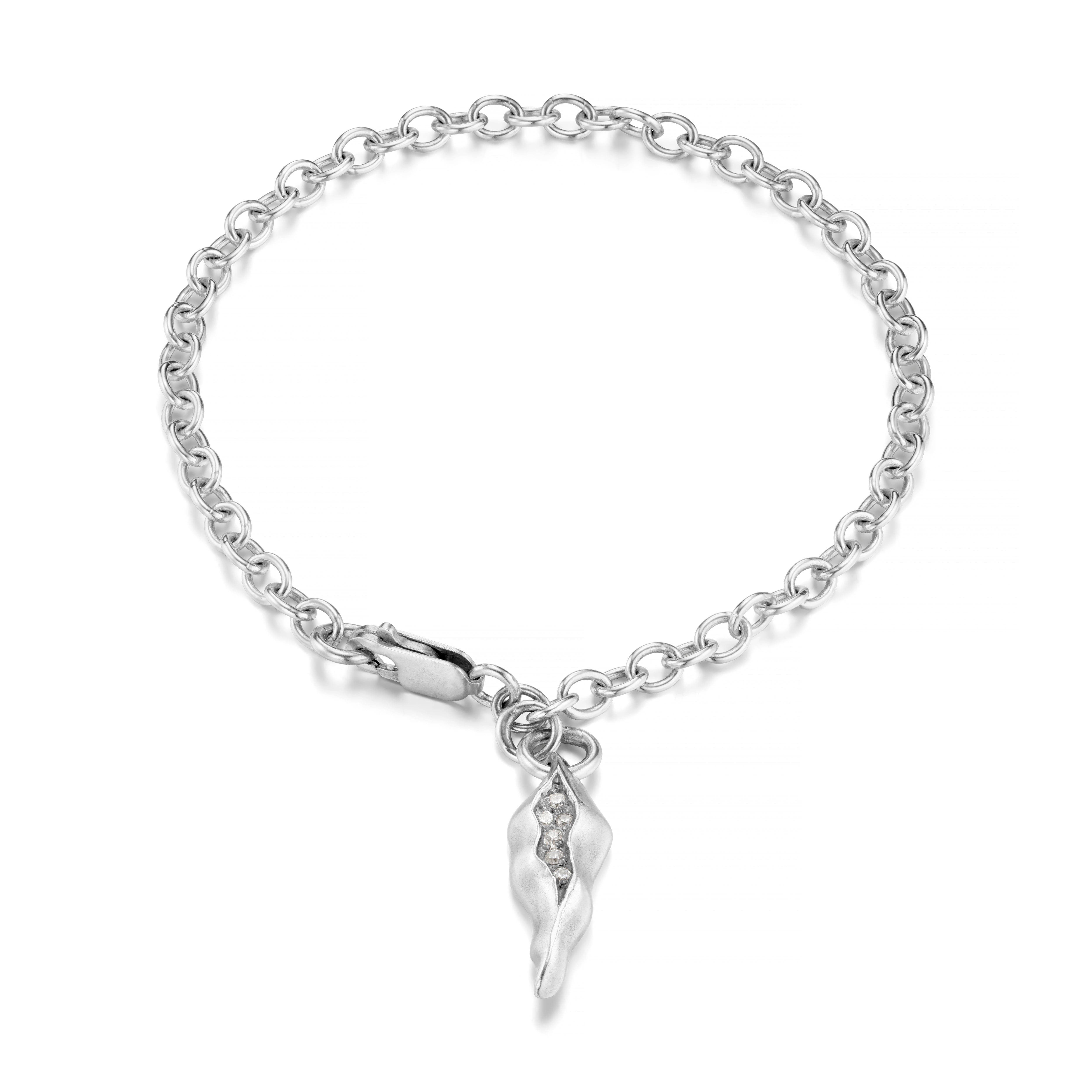 Triffid Silver Charm Bracelet With Cubic Zirconias