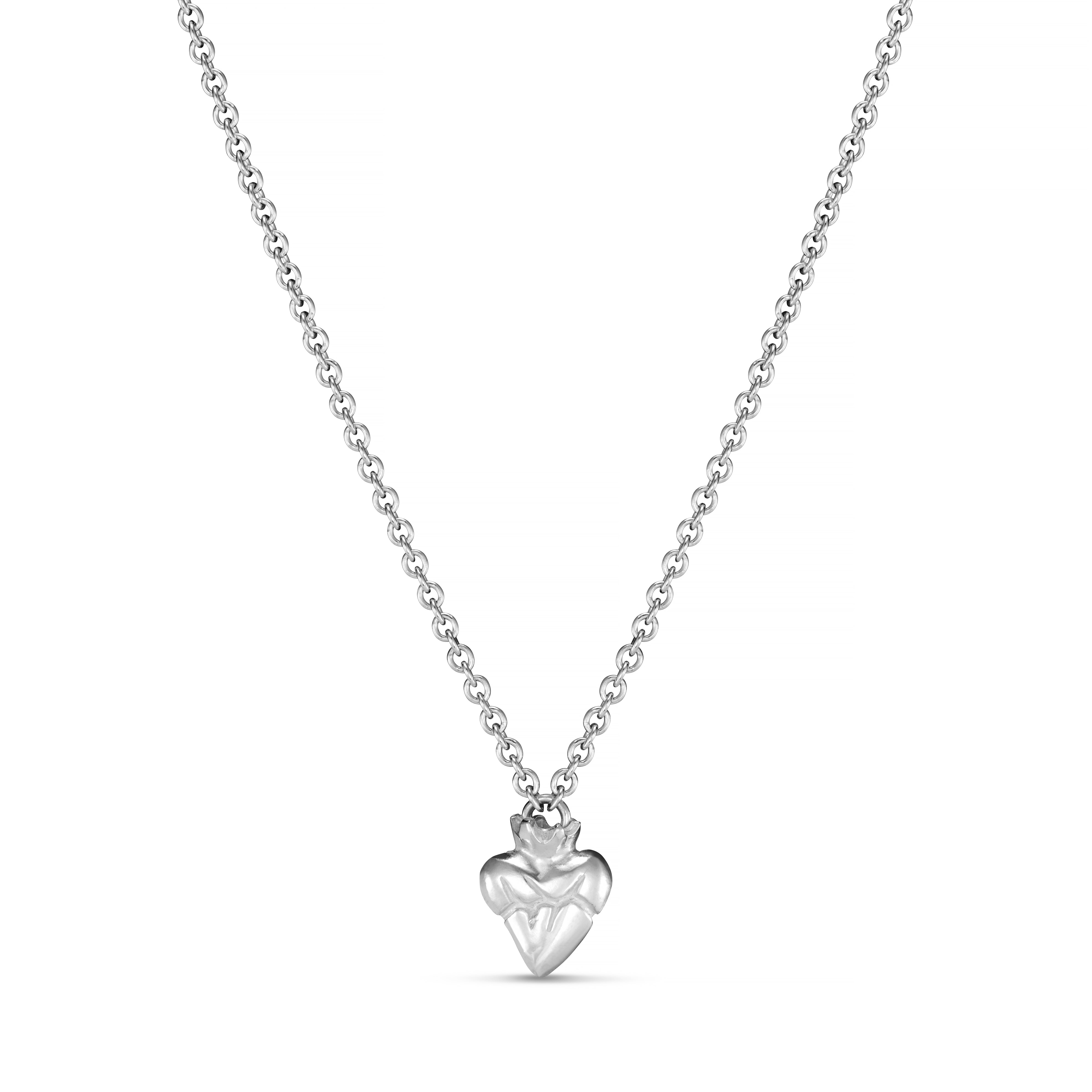 Small Silver Sacred Heart Necklace