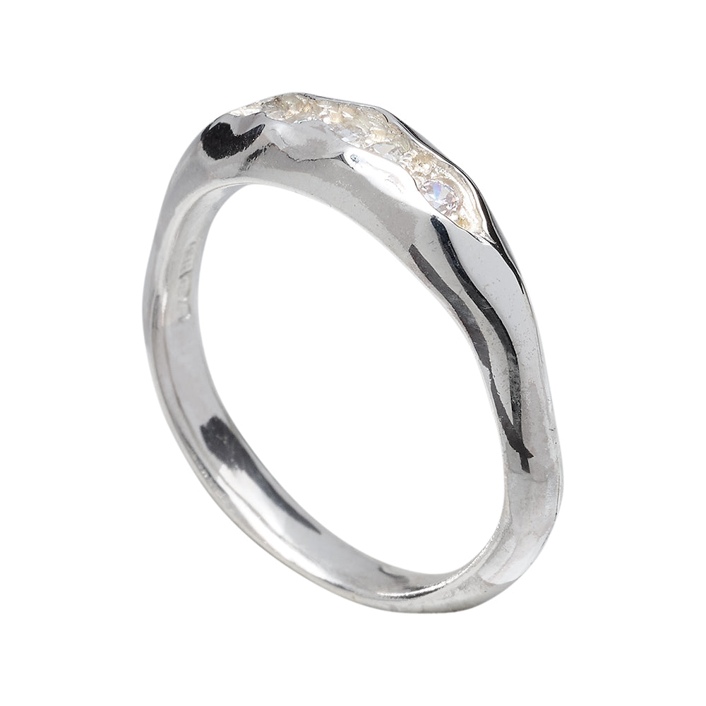Triffid Silver Single Row Cubic Zirconia Ring