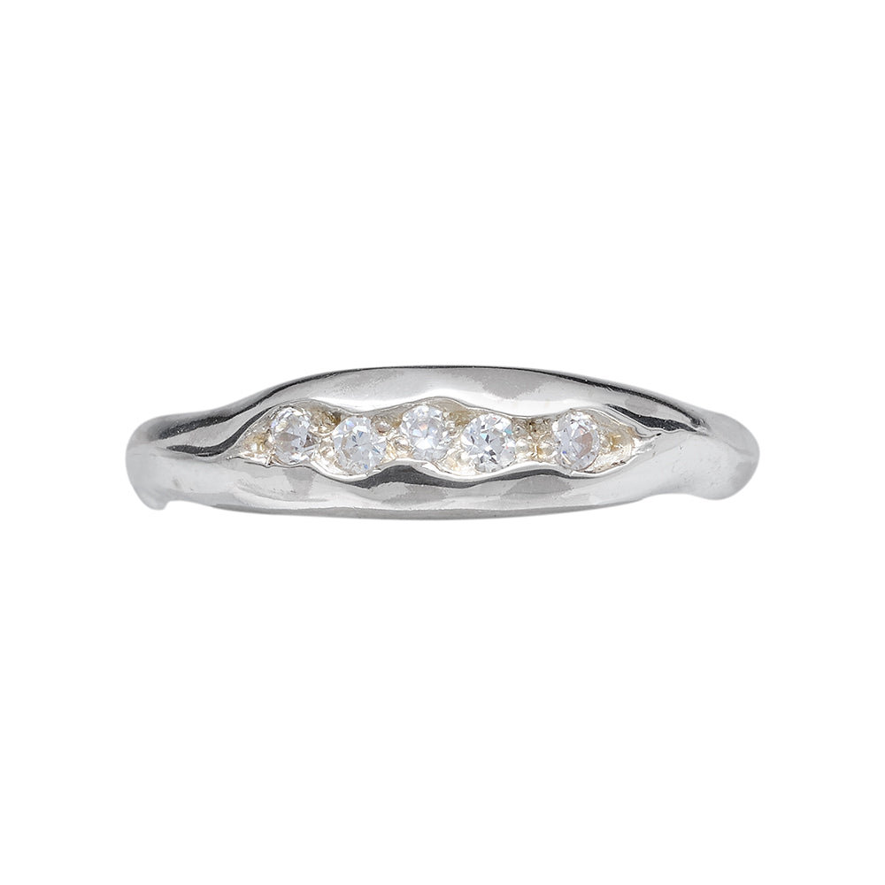Triffid Silver Single Row Cubic Zirconia Ring