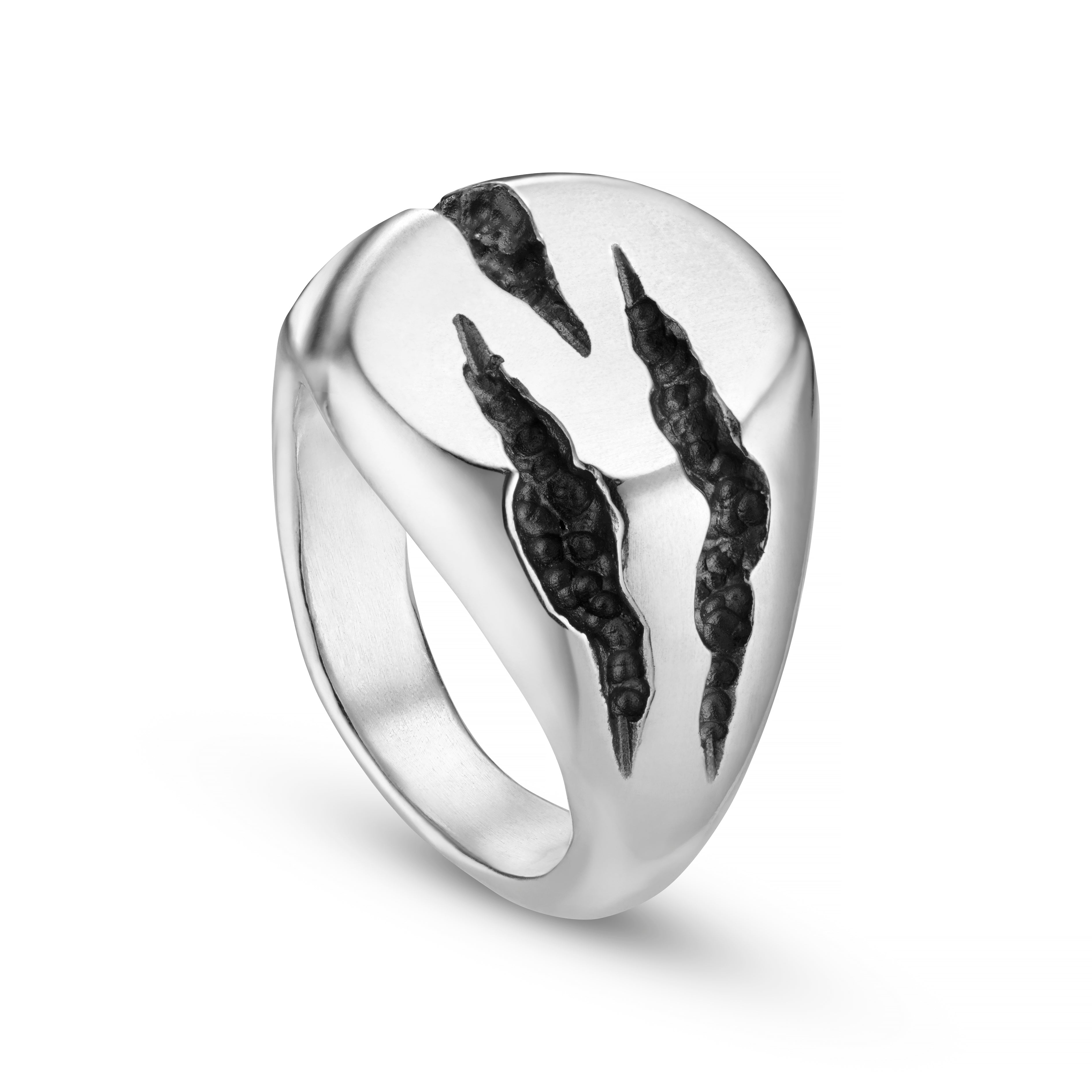 Slashed Large Silver Signet Ring