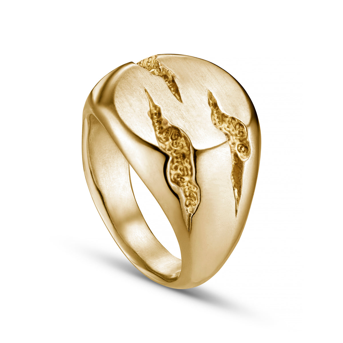 Slashed 9ct Yellow Gold Signet Ring | Jeremy Hoye Jewellery