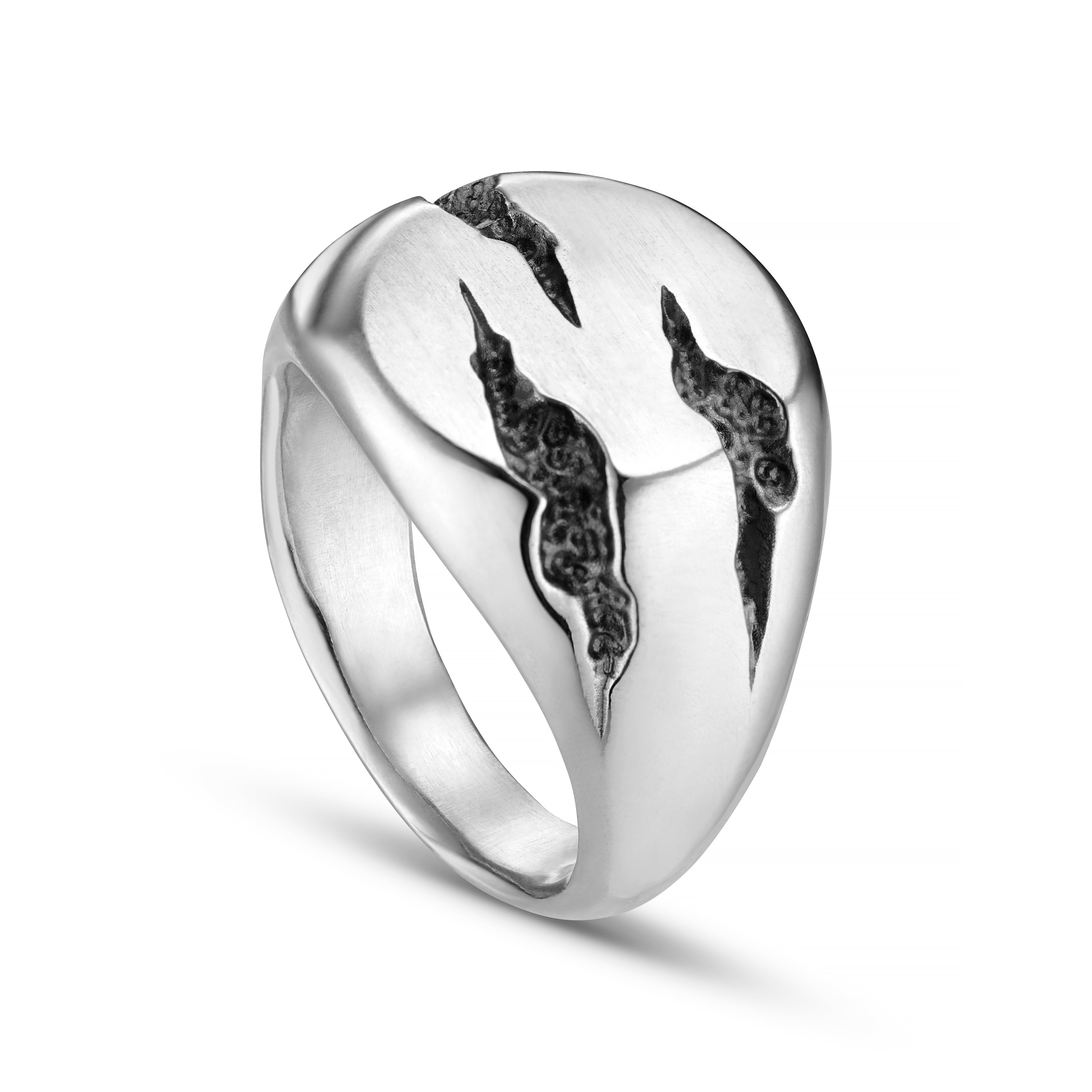 Slashed Small Silver Signet Ring