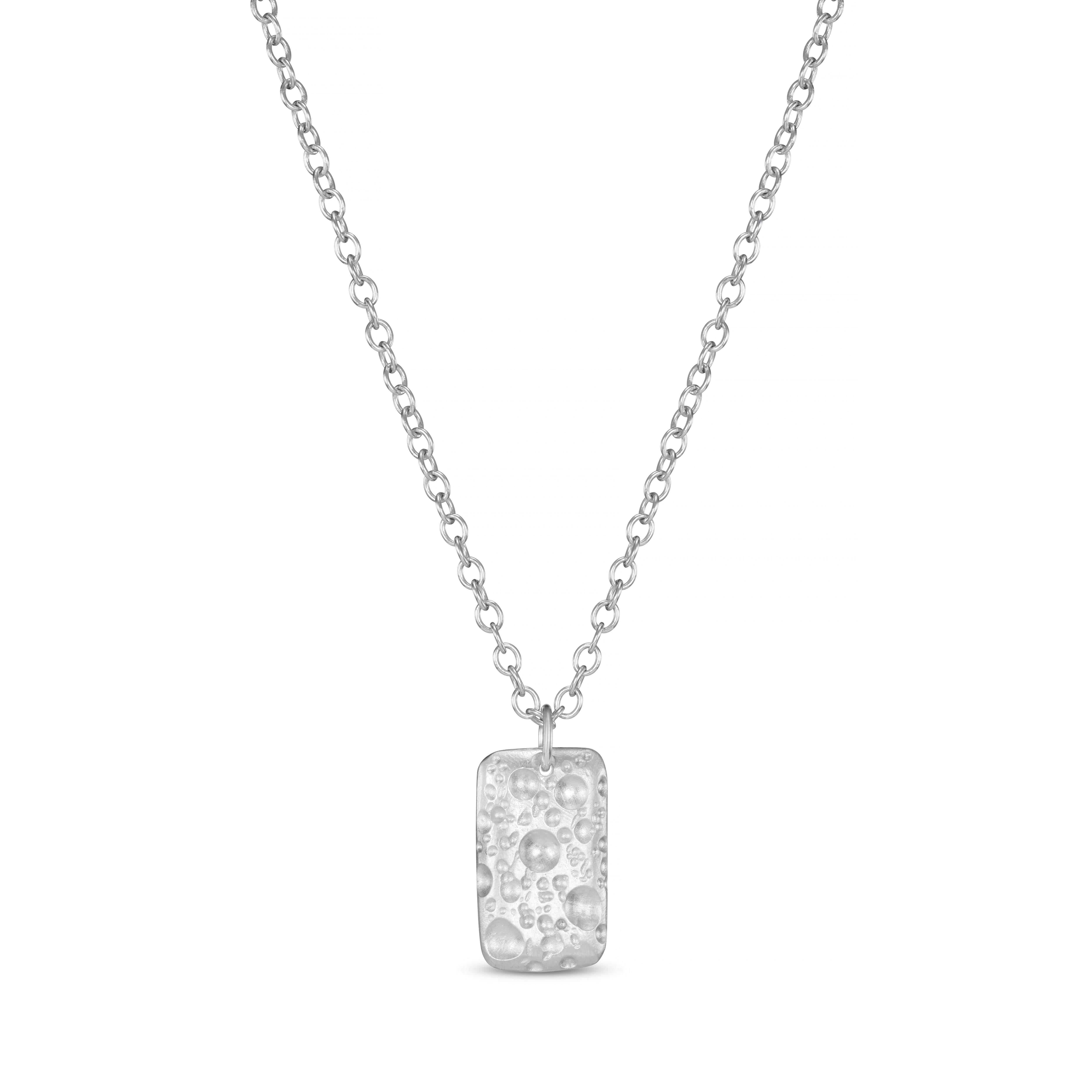 Moon Small Silver Dog Tag Necklace