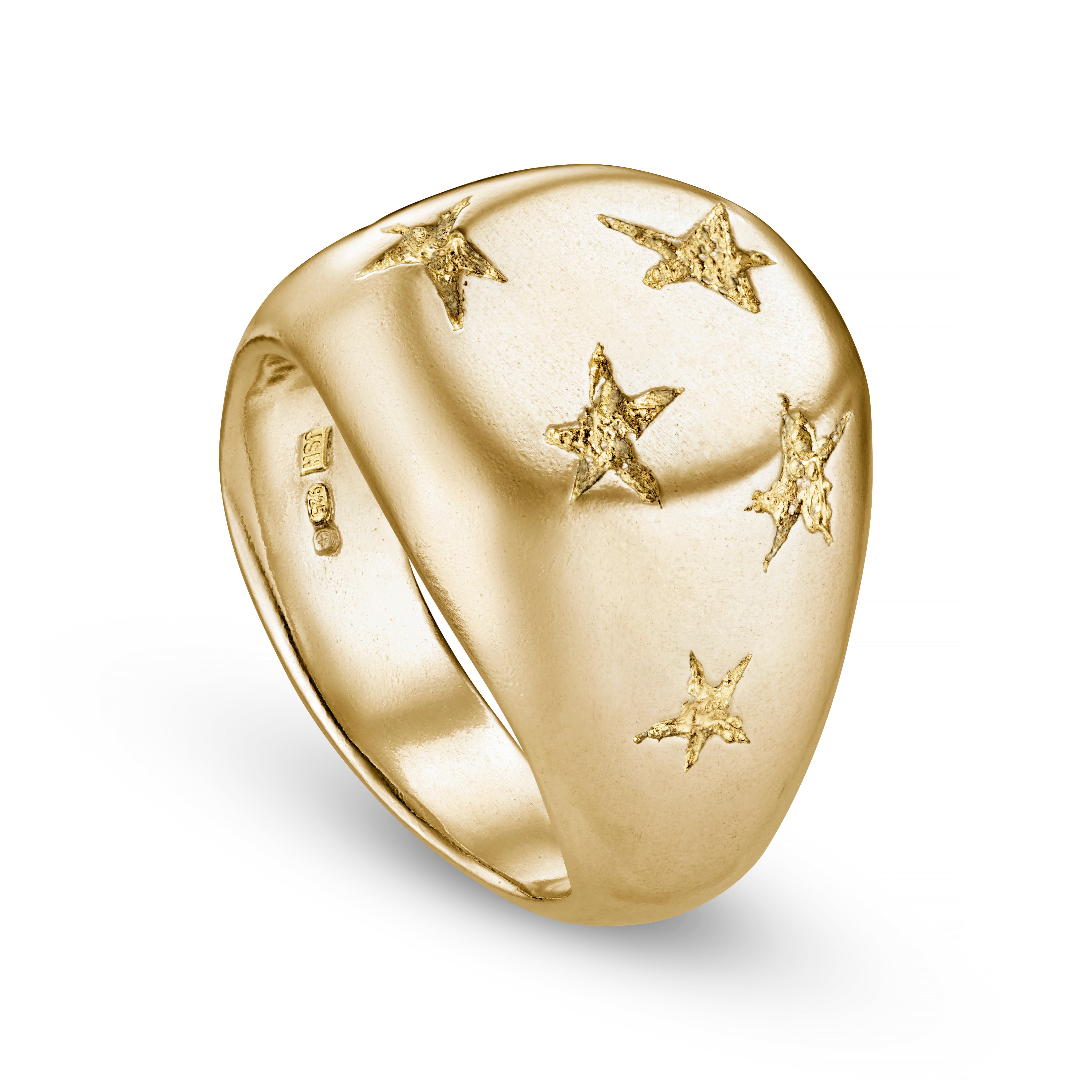 Star Large 9ct Gold Signet Ring