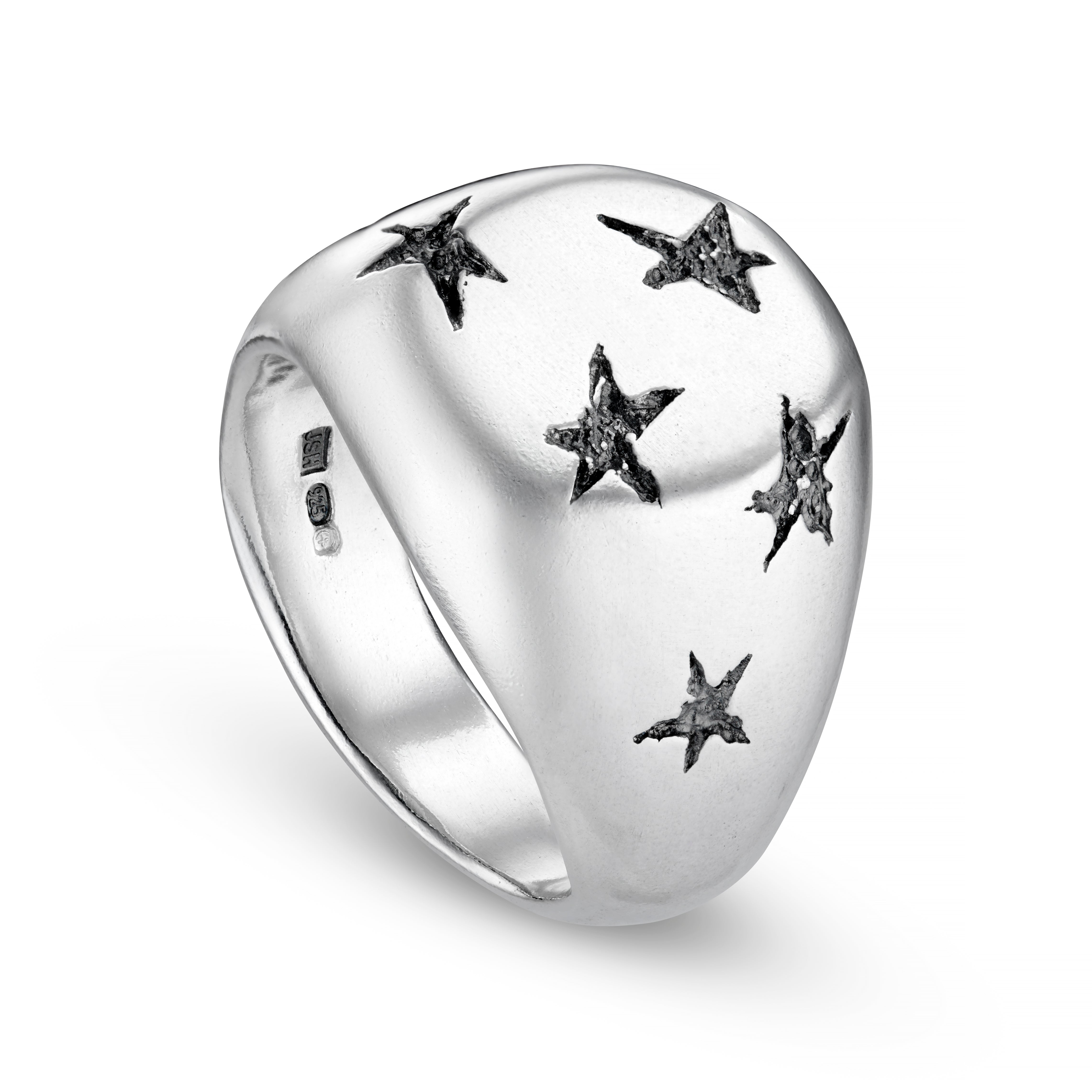 Star Large Silver Signet Ring
