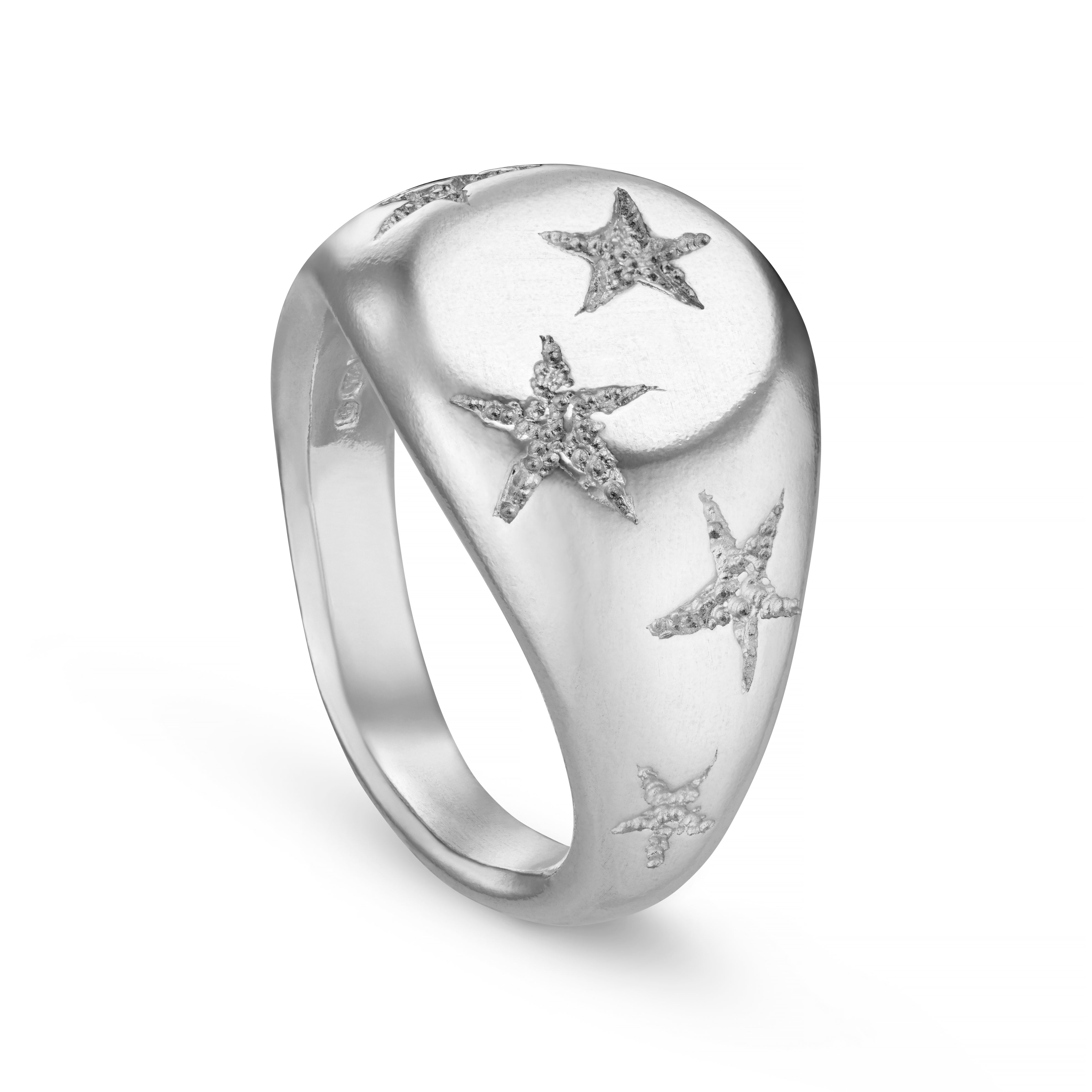 Star Small Silver Signet Ring