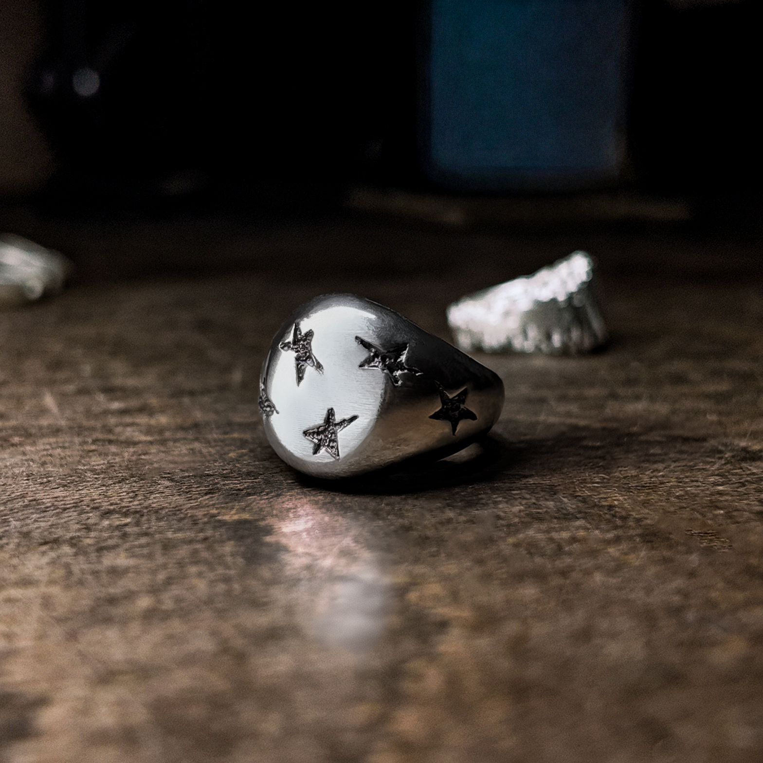 Star Heavy Silver Signet Ring