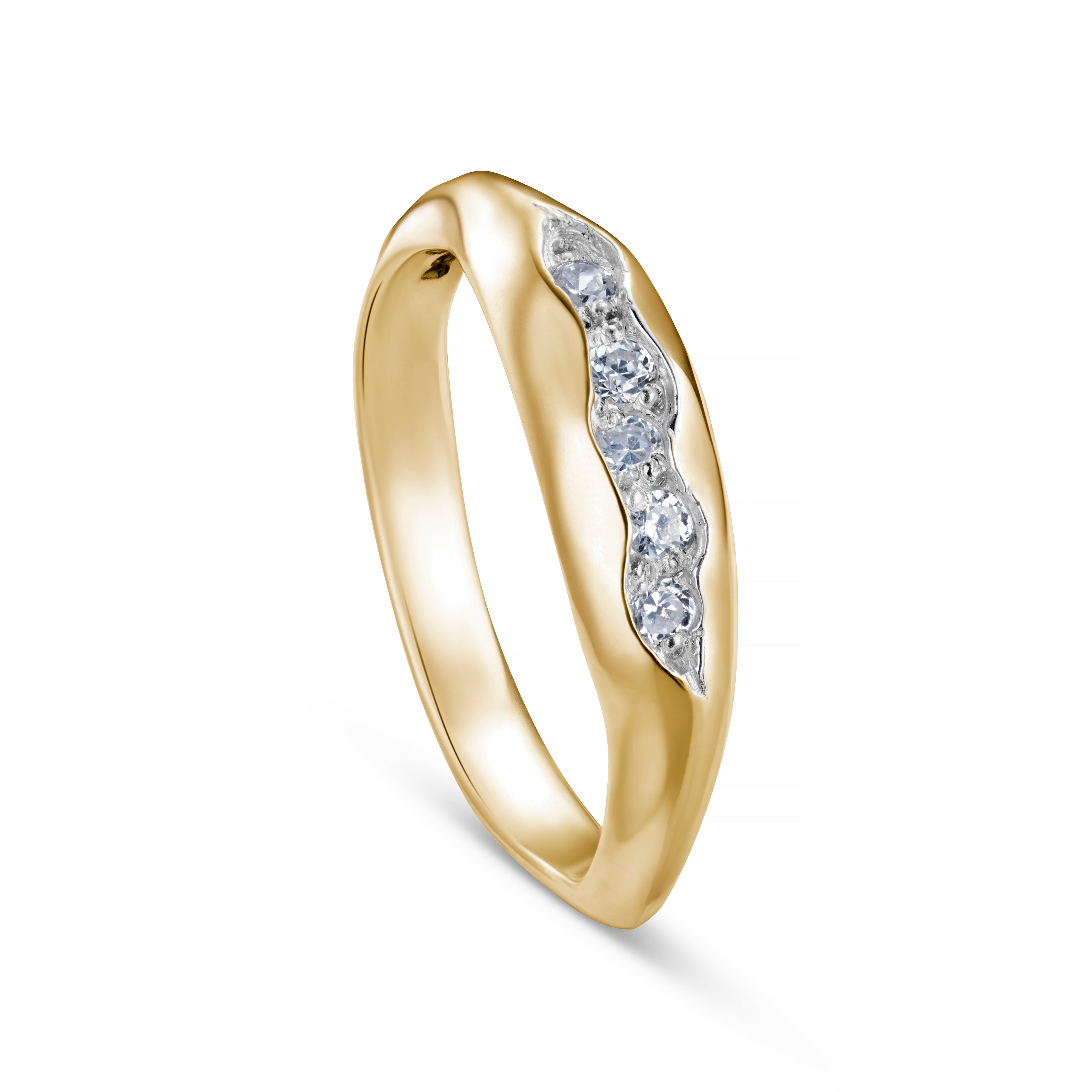 Triffid 18ct Gold Single Row Diamond Ring