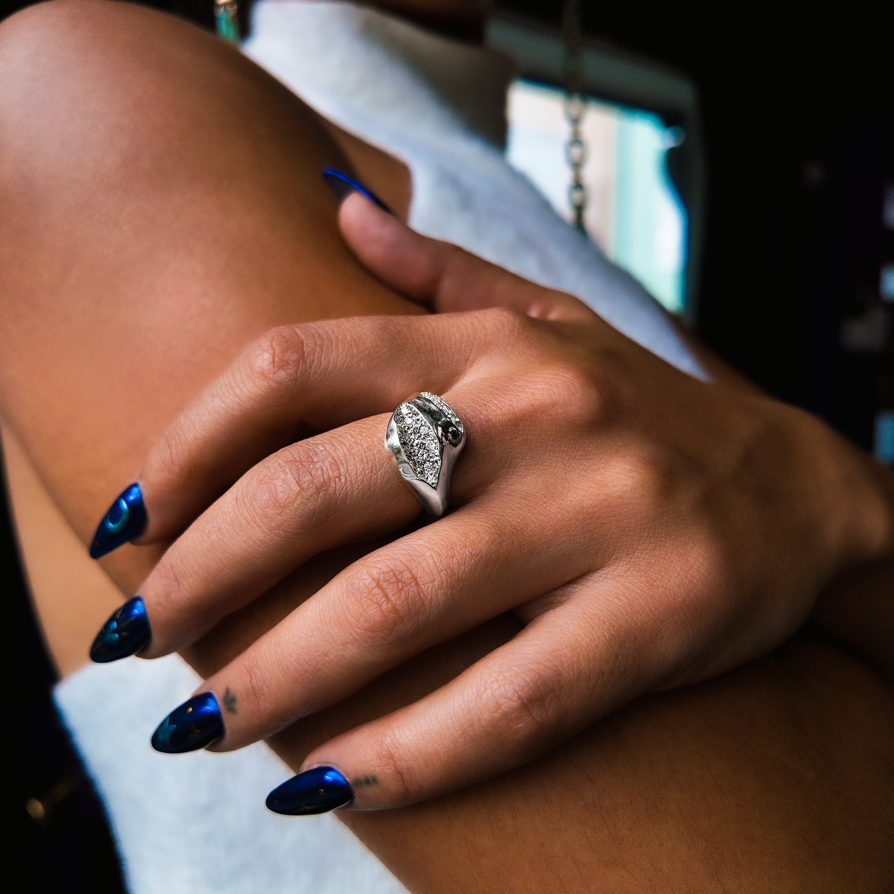 Triffid Platinum Two Slash Diamond Ring