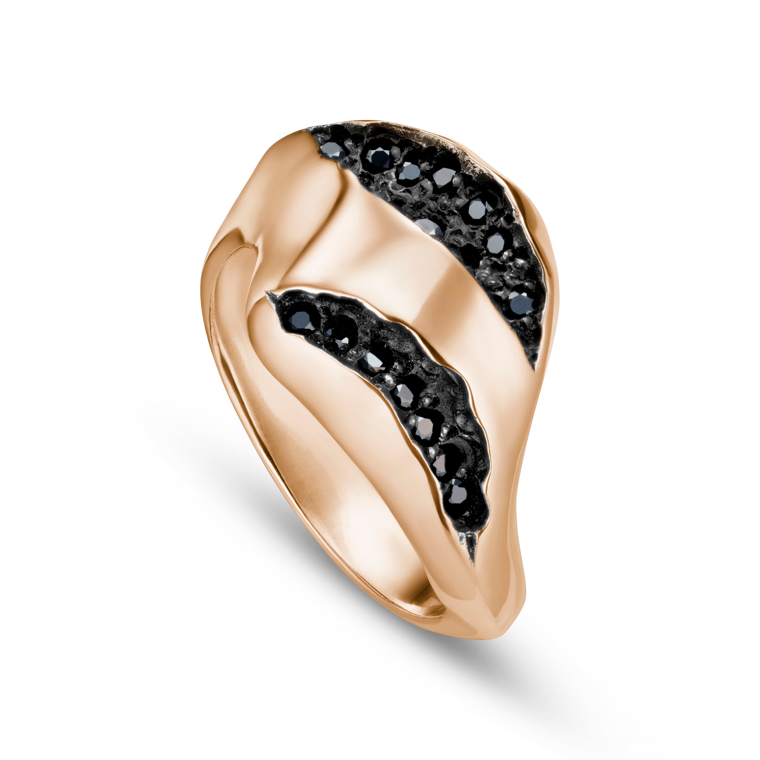 Triffid 18ct Rose Gold Two Slash Diamond Ring