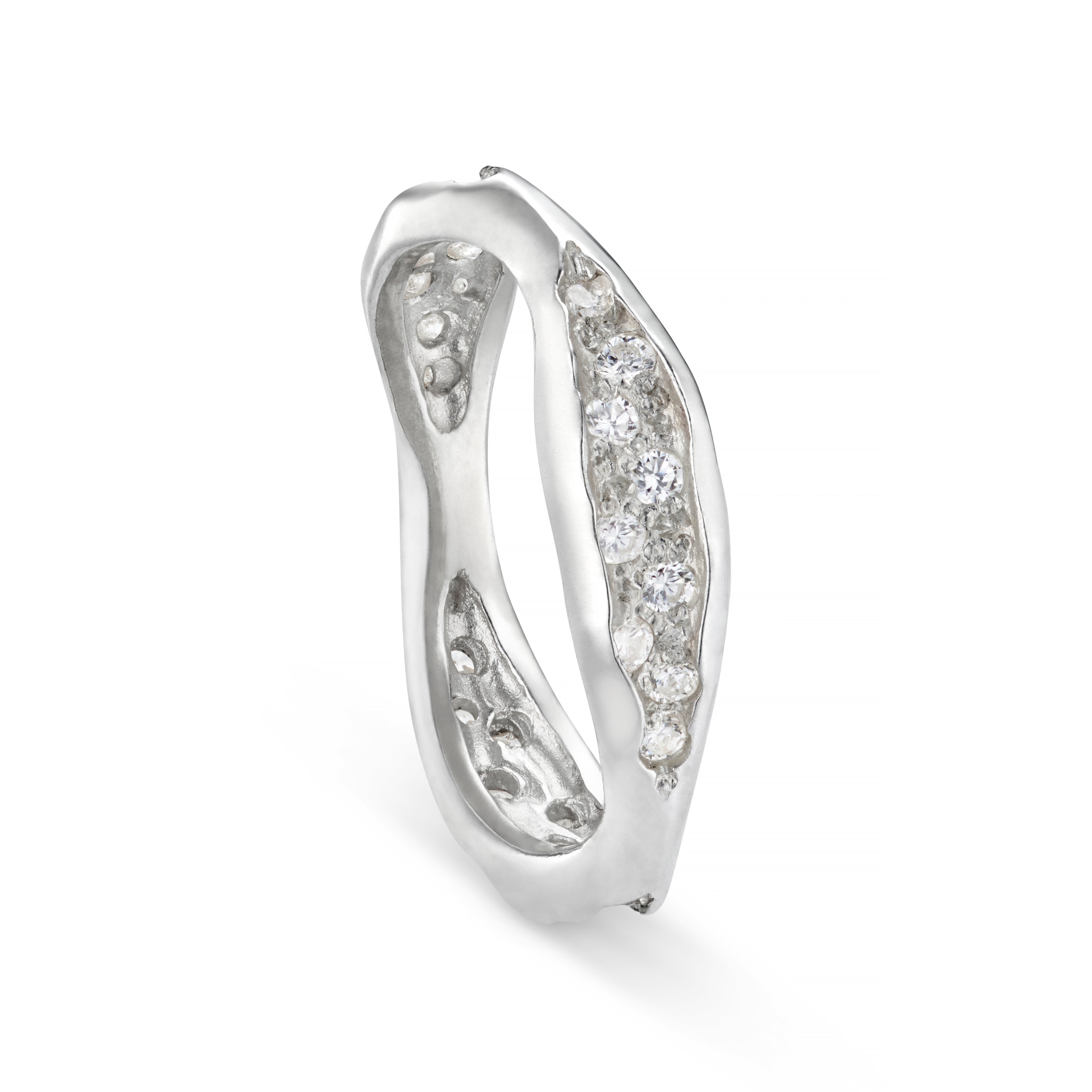 Triffid Silver Triple Section Cubic Zirconia Ring