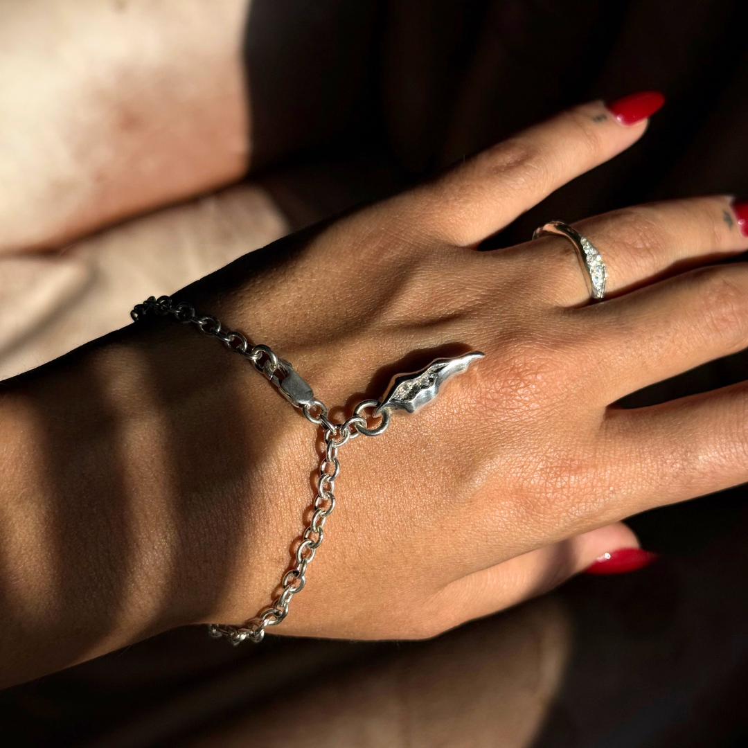 Triffid Silver Charm Bracelet With Cubic Zirconias