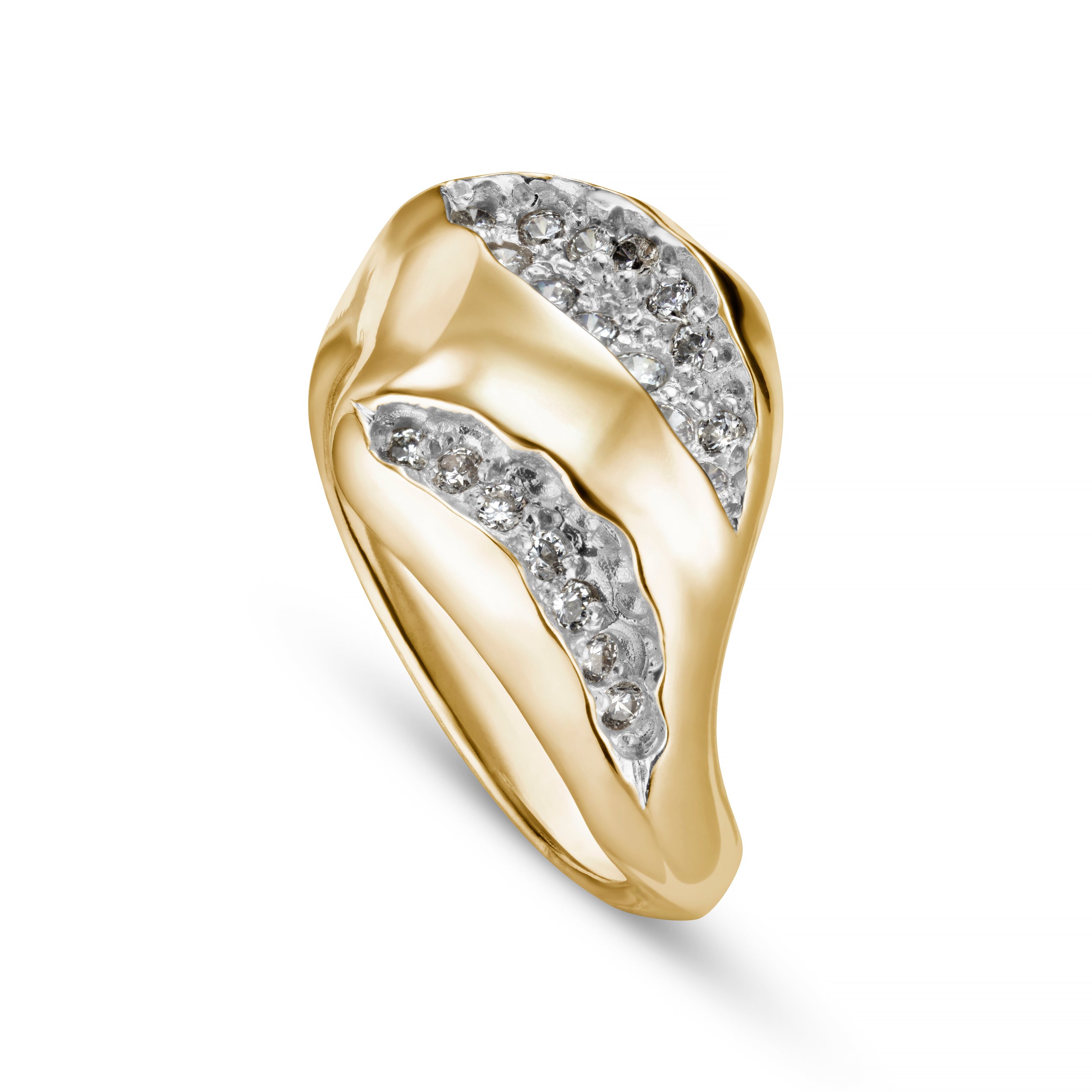 Triffid 18ct Gold Two Slash Diamond Ring