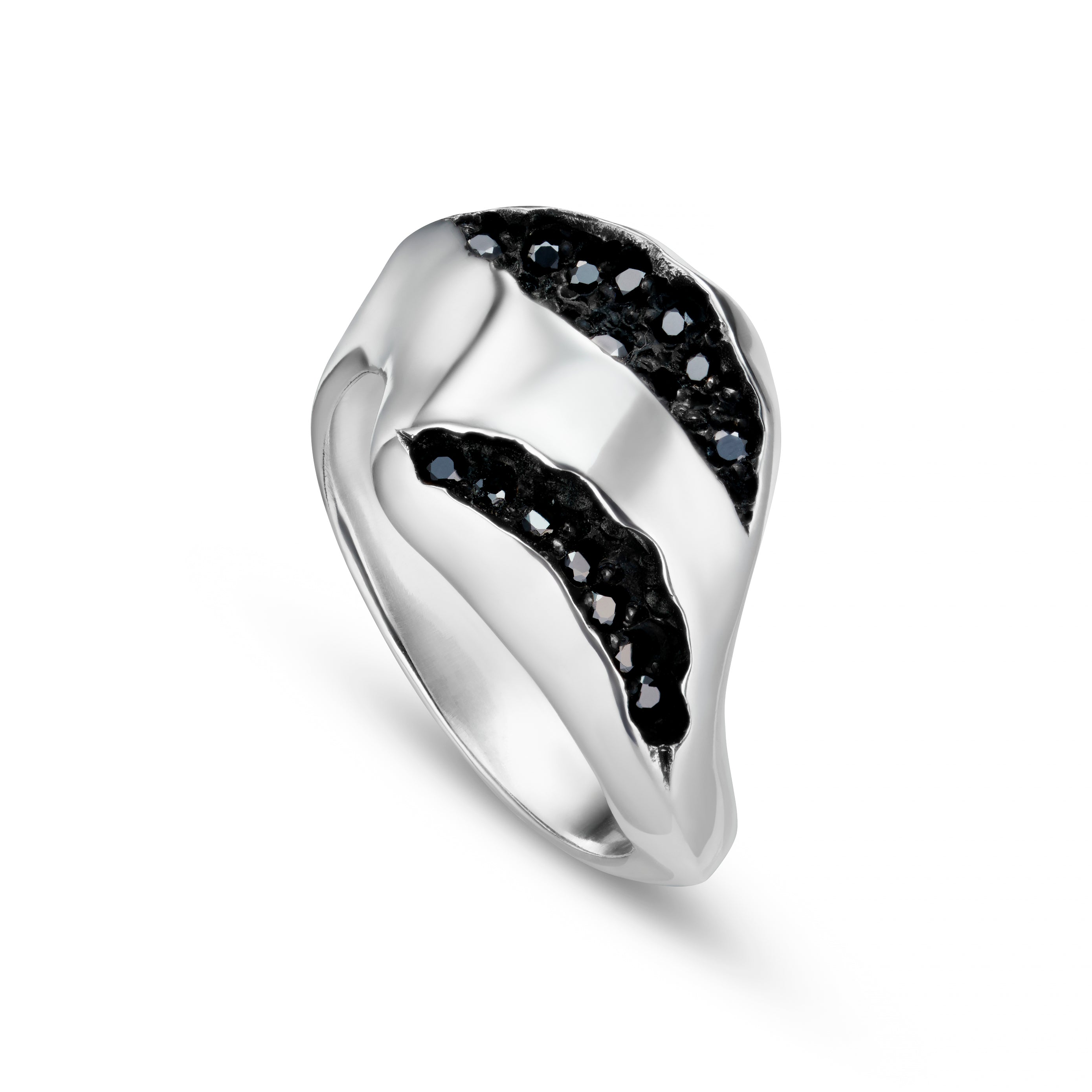 Triffid Silver Two Slash Cubic Zirconia Ring