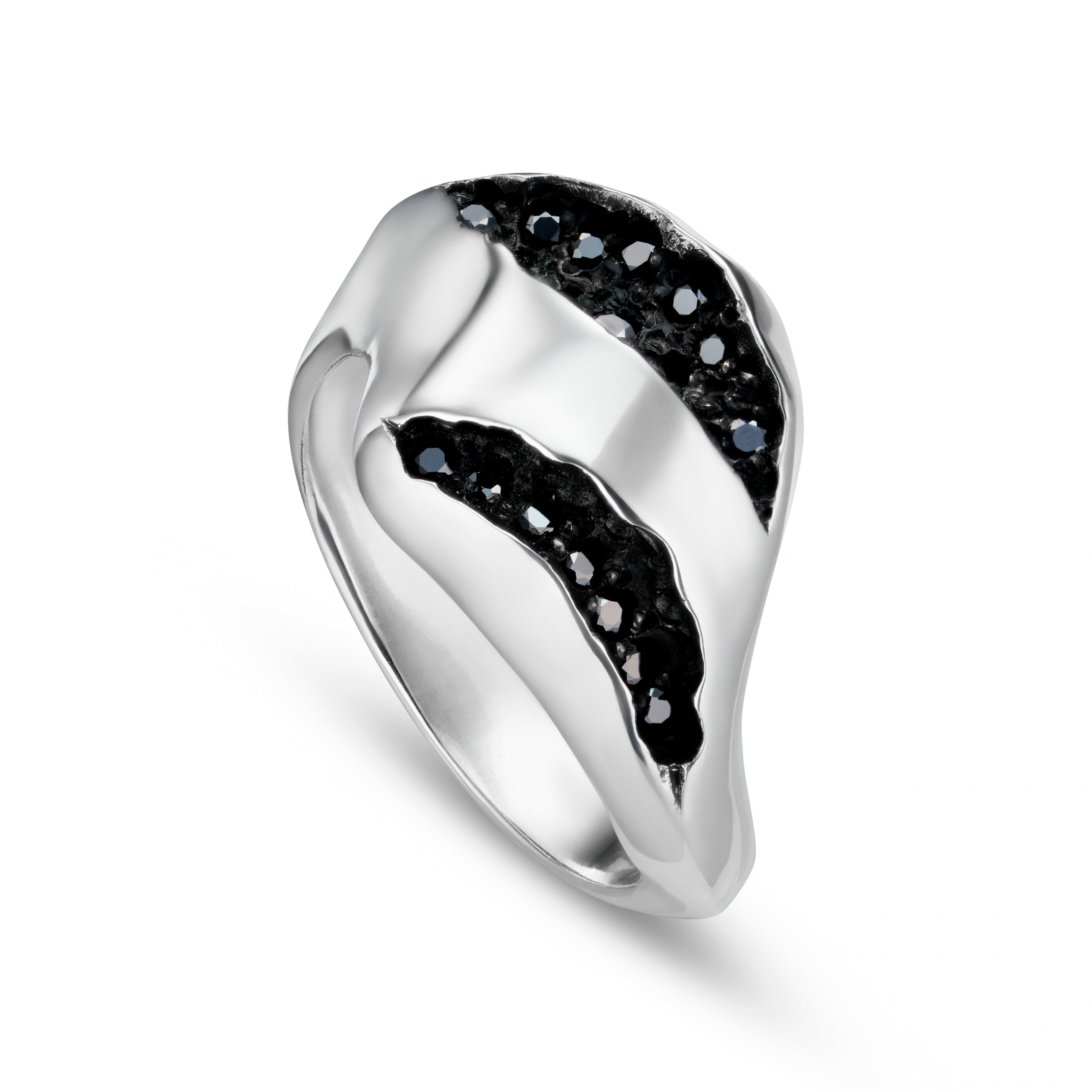 Triffid Silver Two Slash Cubic Zirconia Ring