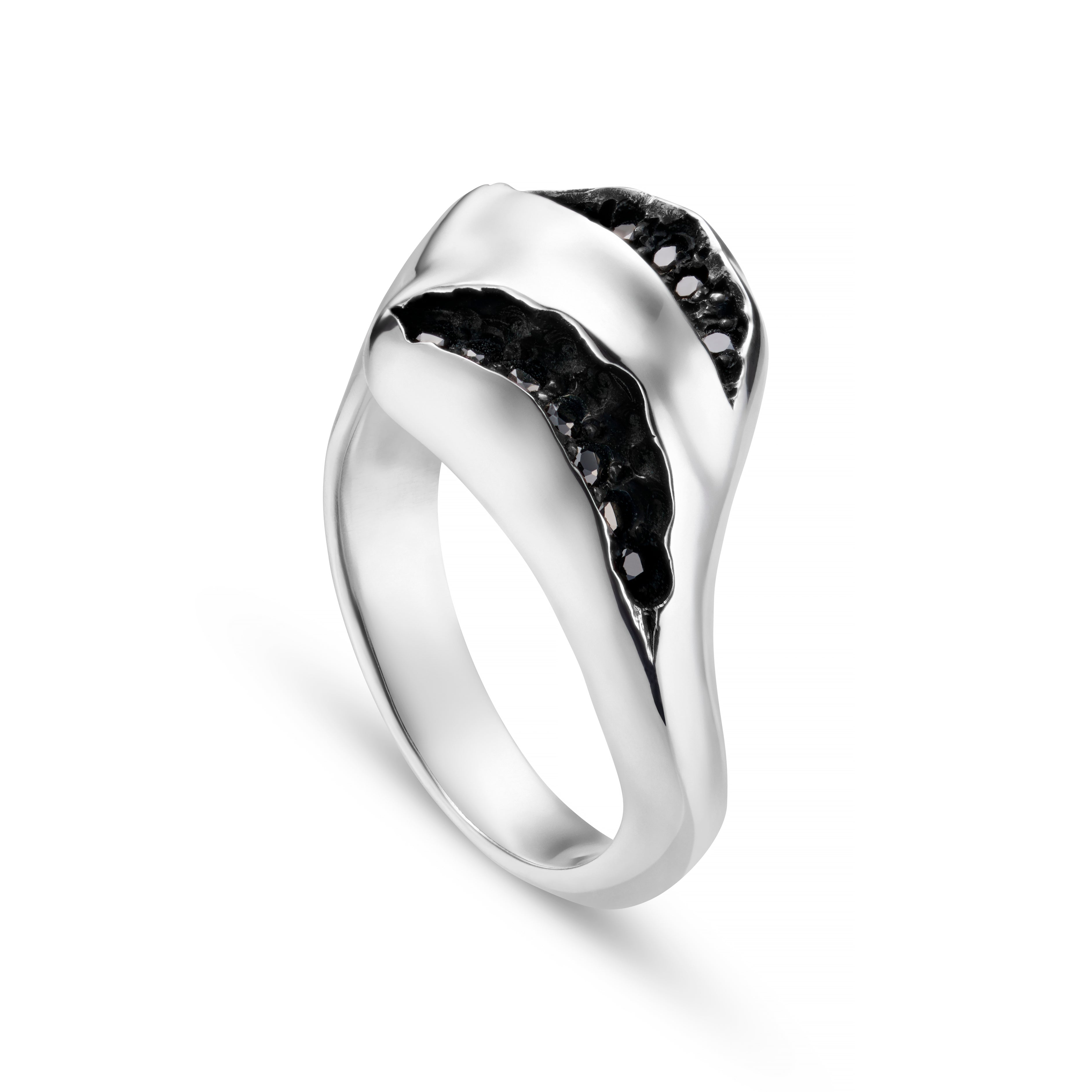 Triffid Silver Two Slash Cubic Zirconia Ring