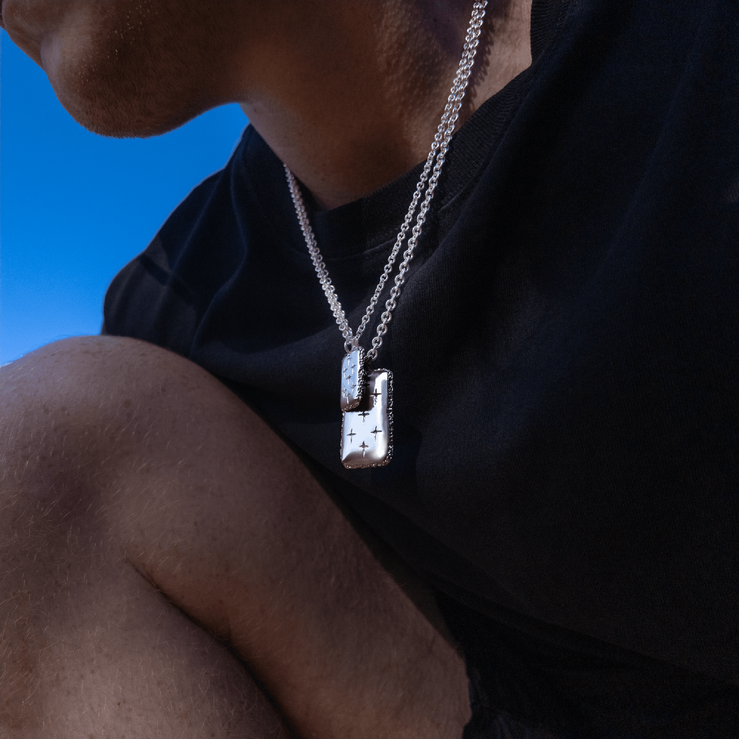 Trinity Large Silver Dog Tag Necklace