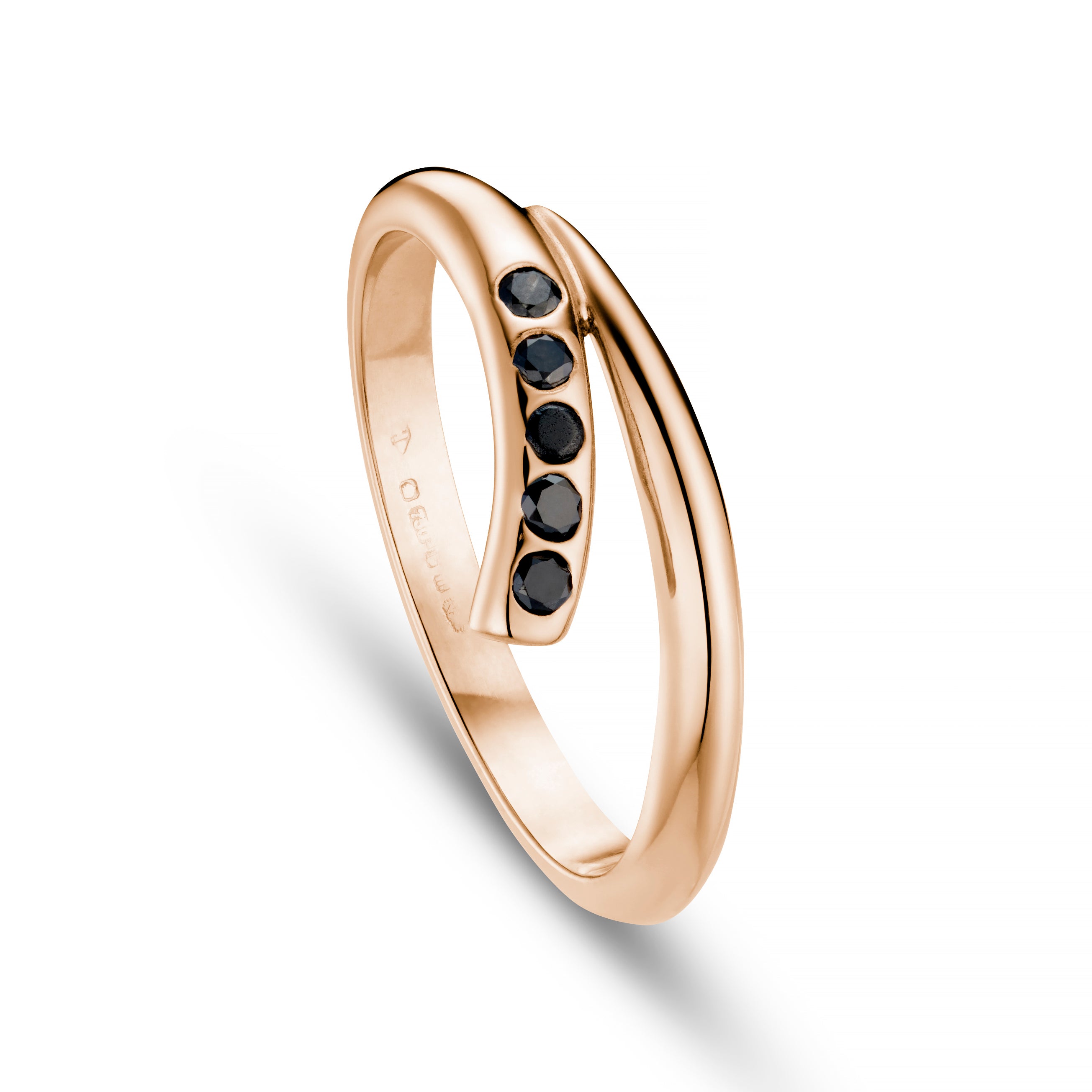 Tulip 18ct Gold Wedding Ring with Black Diamonds