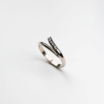 Tulip 18ct White Gold Wedding Ring with Black Diamonds
