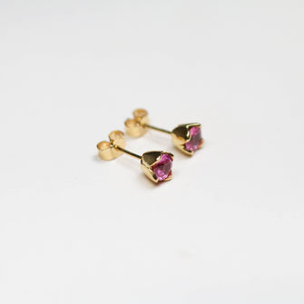 Tulip Pink Sapphire 18ct Yellow Gold Earrings