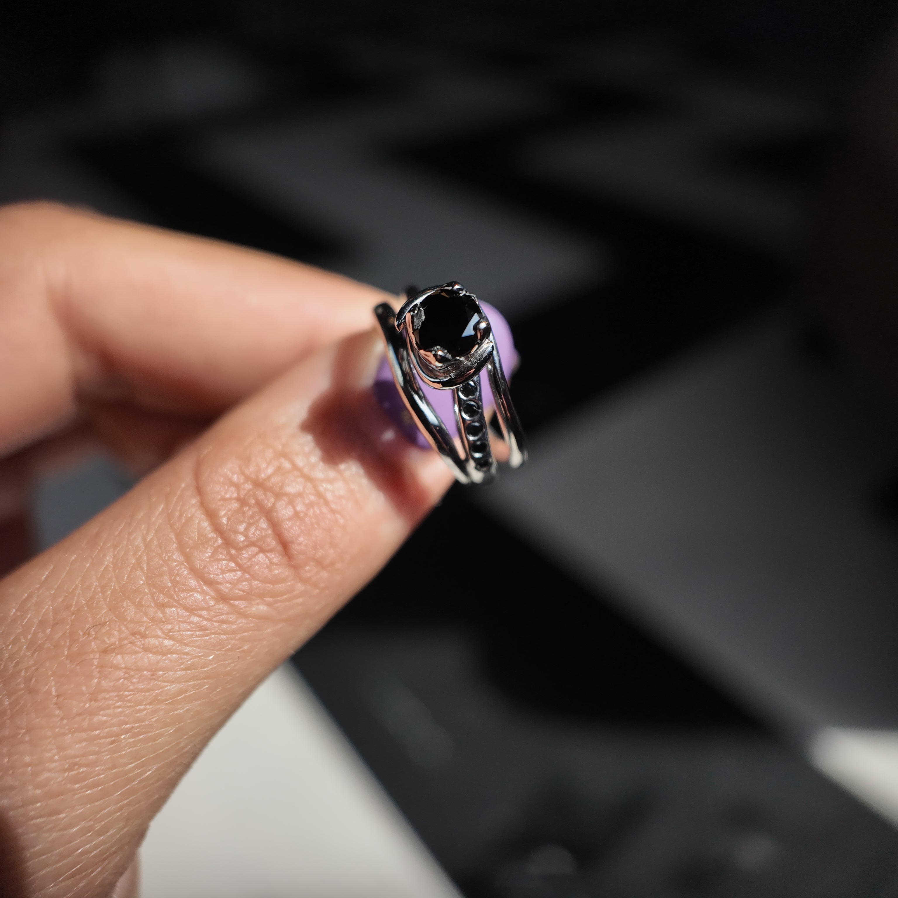 Tulip Platinum Solitaire with .75ct Black Diamond
