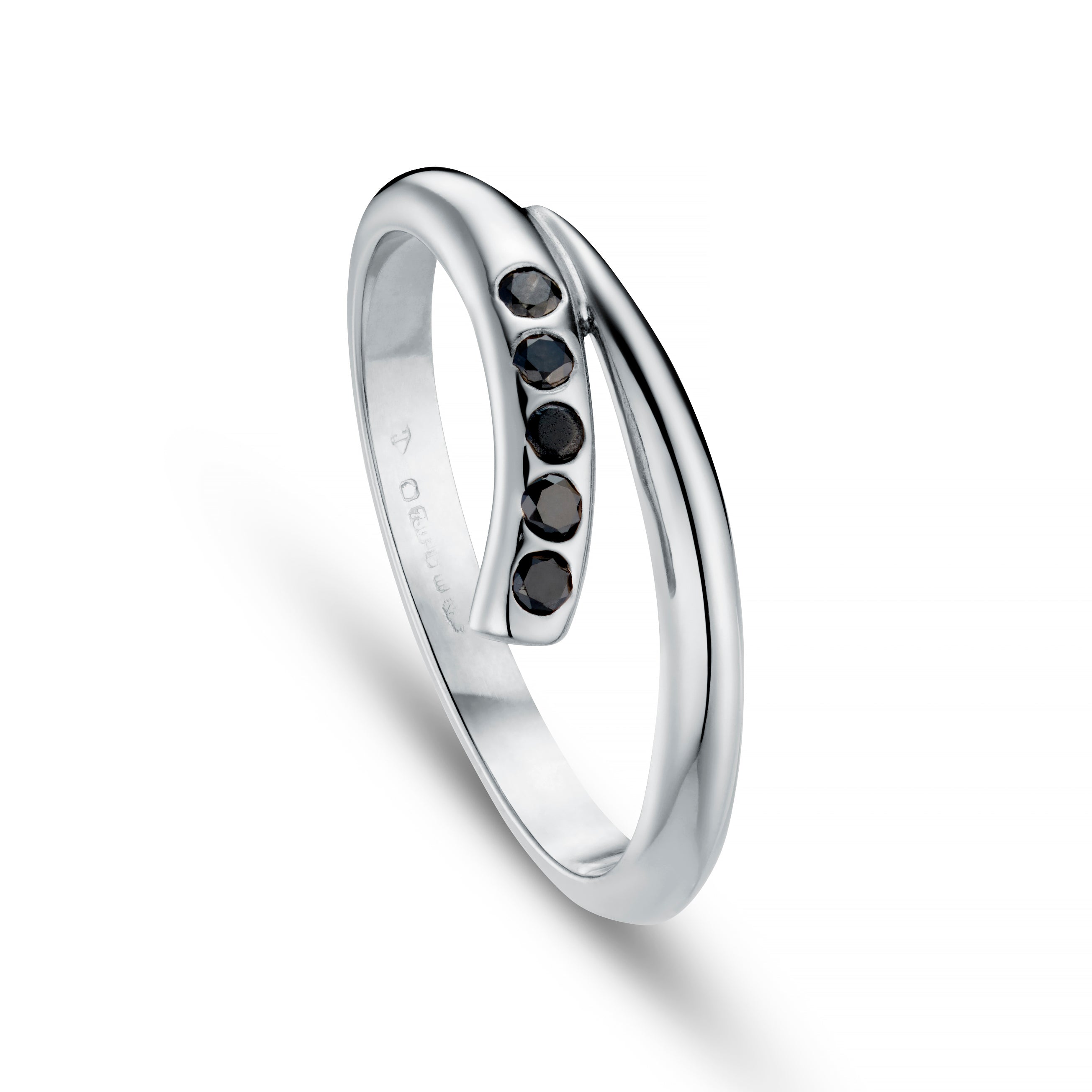 Tulip Platinum Wedding Ring with Black Diamonds
