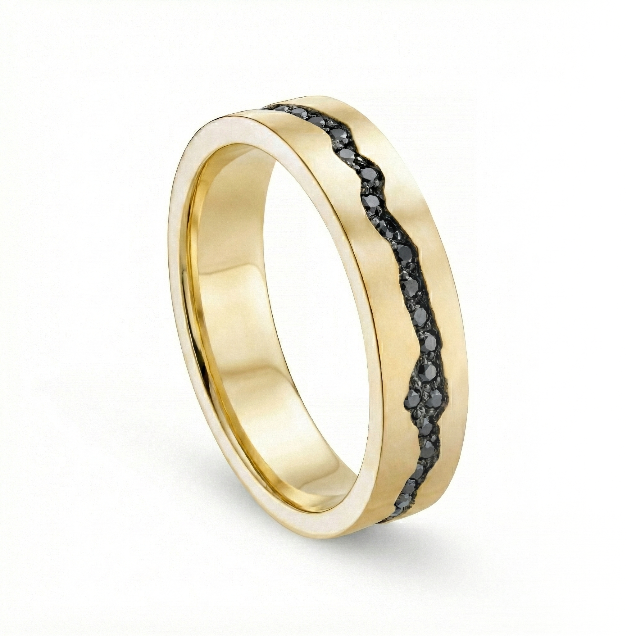 Blitz 18ct Yellow Gold Black Diamond Pulse Ring