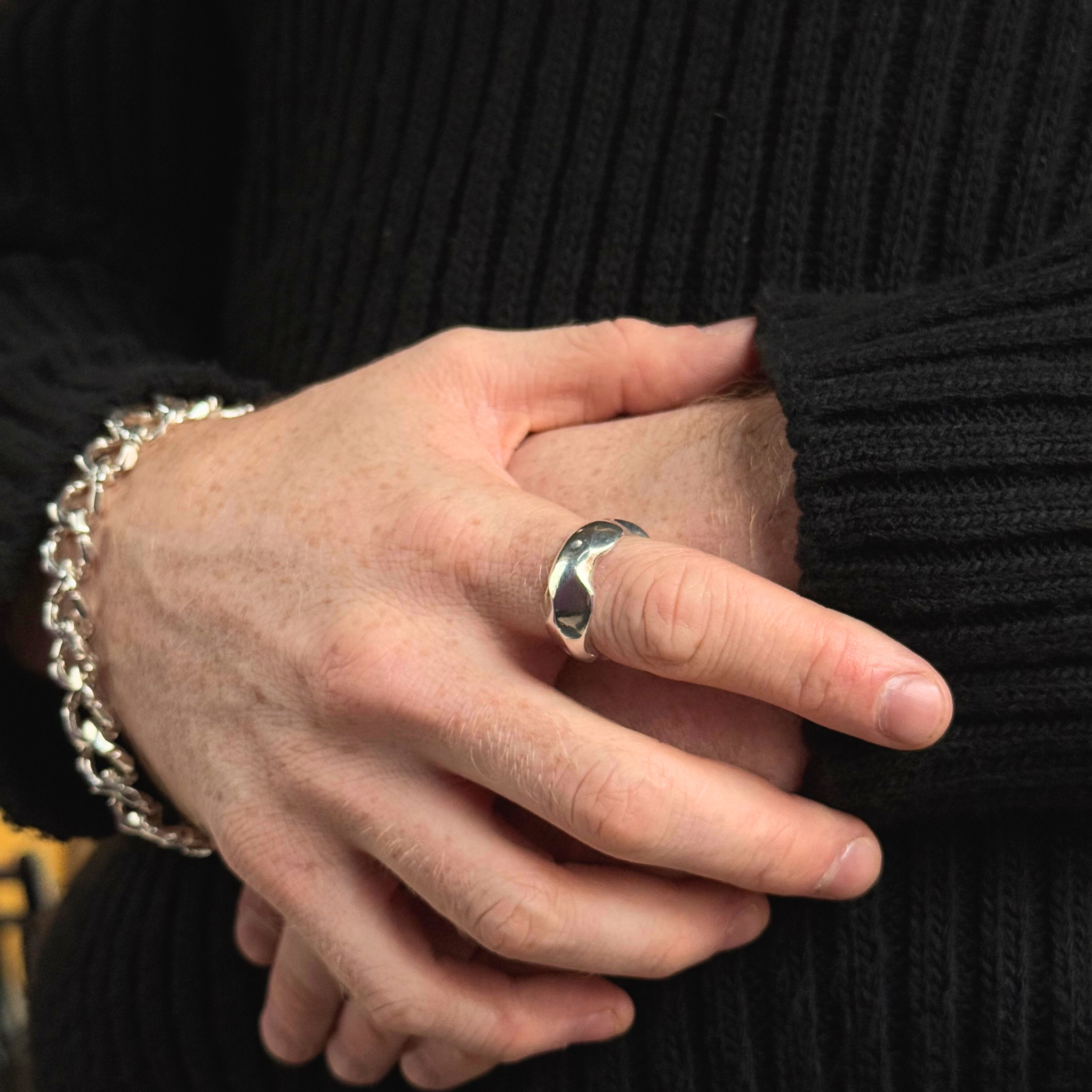 Carved Silver 8mm Ring