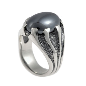 Libertine Silver Heavy Stone Set Garnet Ring