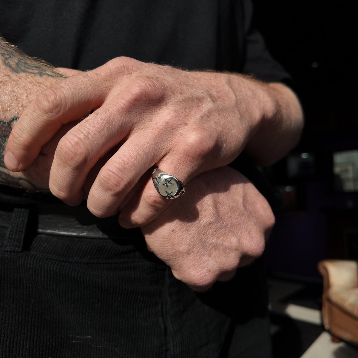 Star Small Silver Signet Ring | Jeremy Hoye Jewellery